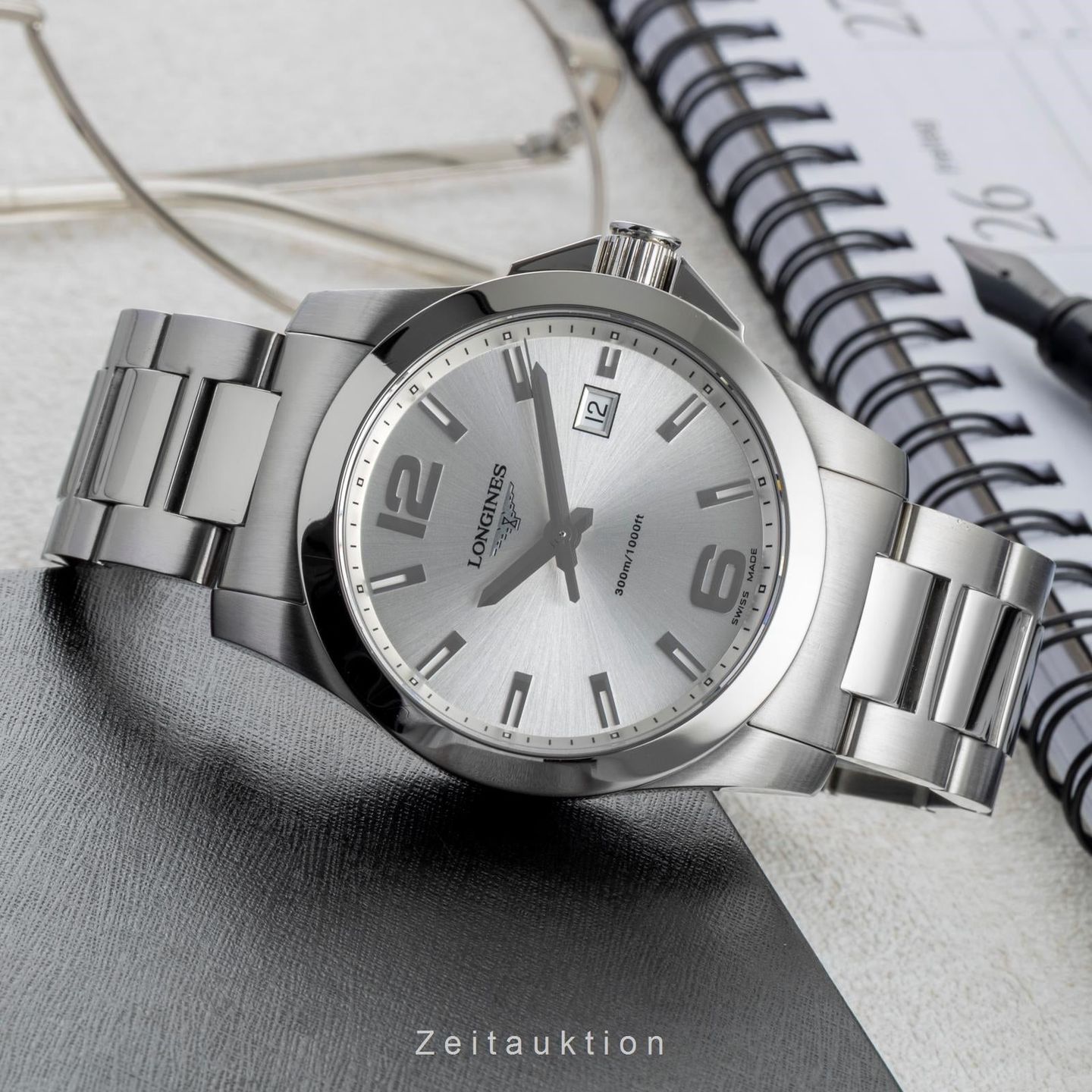 Longines Conquest L3.659.4.76.6 (2010) - Zilver wijzerplaat 41mm Staal (2/8)