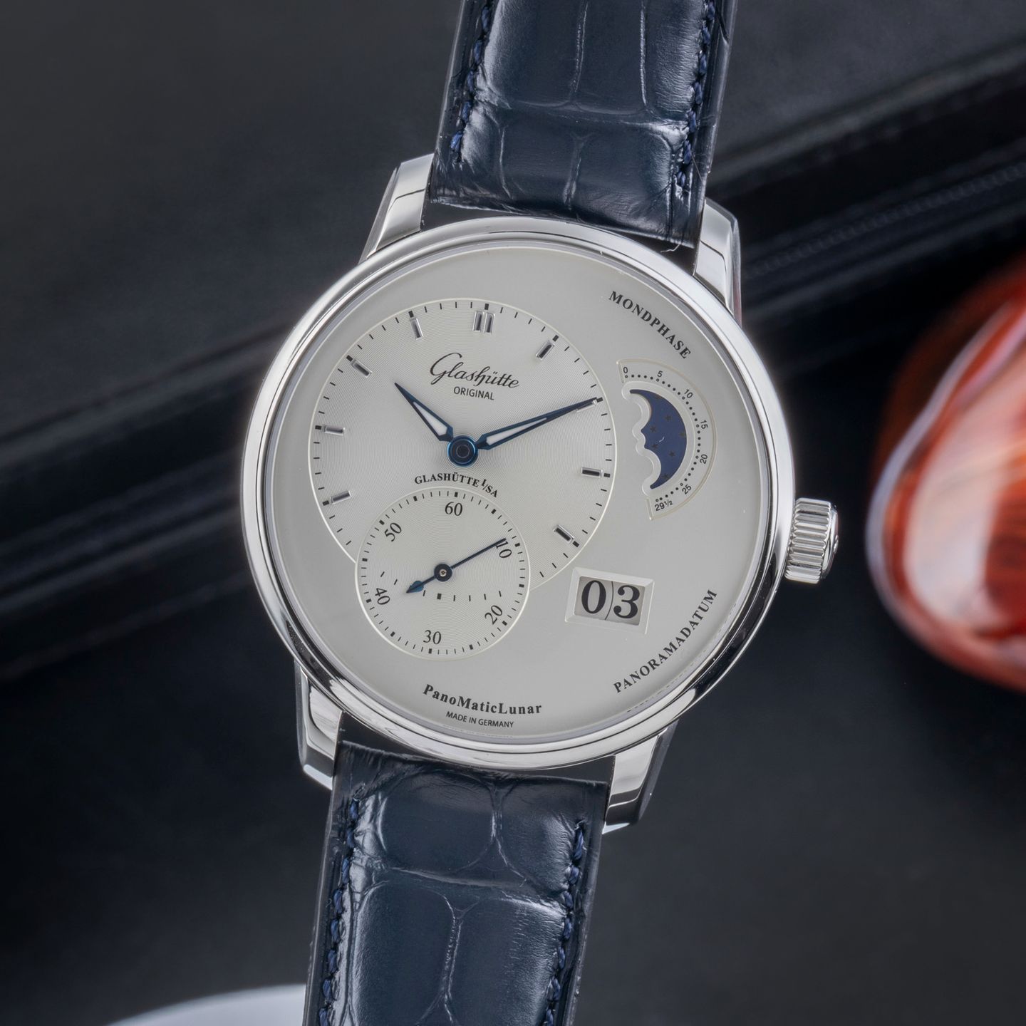 Glashütte Original PanoMaticLunar 1-90-02-42-32-01 (Onbekend (willekeurig serienummer)) - Zilver wijzerplaat 40mm Staal (3/8)
