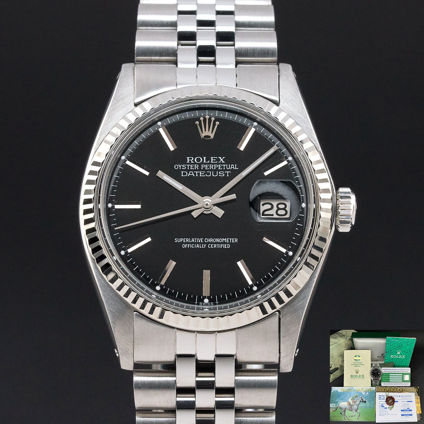 Rolex Datejust 1601 (1971) - Black dial 36 mm Steel case (1/8)