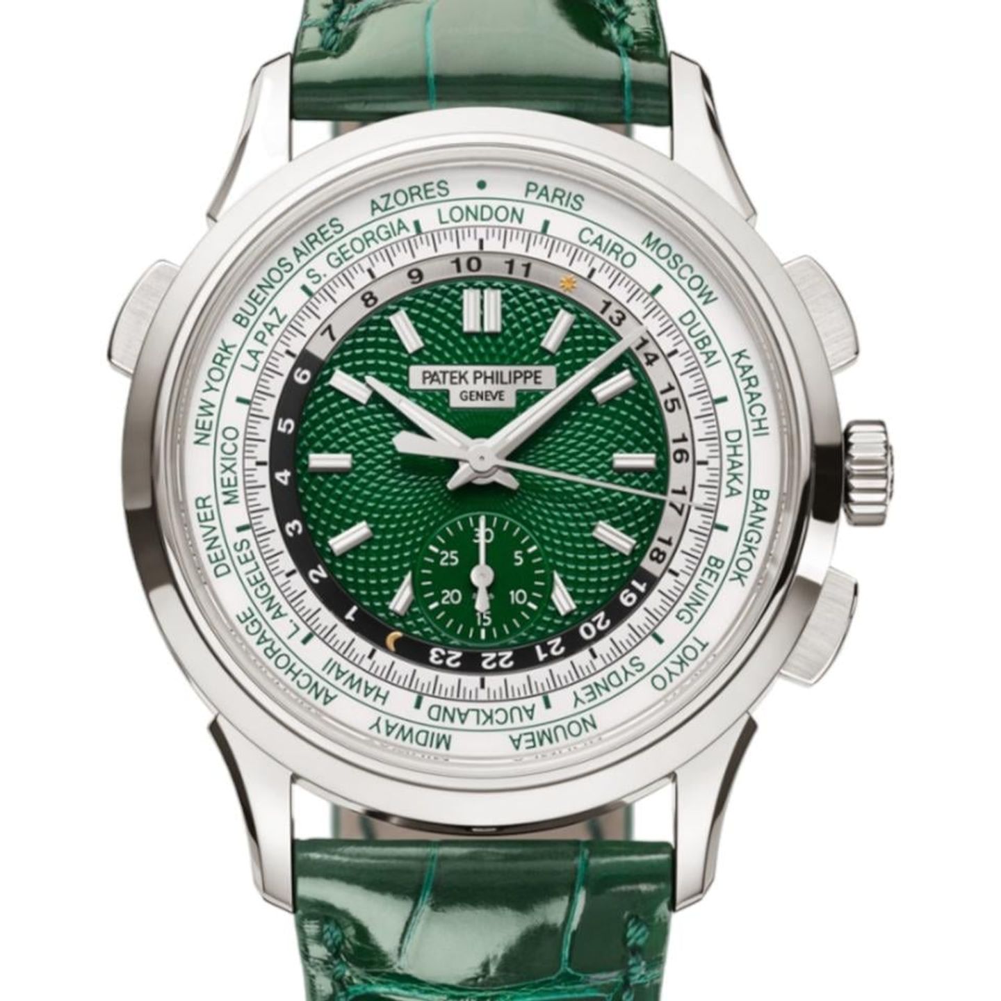 Patek Philippe World Time 5930P-001 (2022) - Green dial 40 mm Platinum case (5/12)