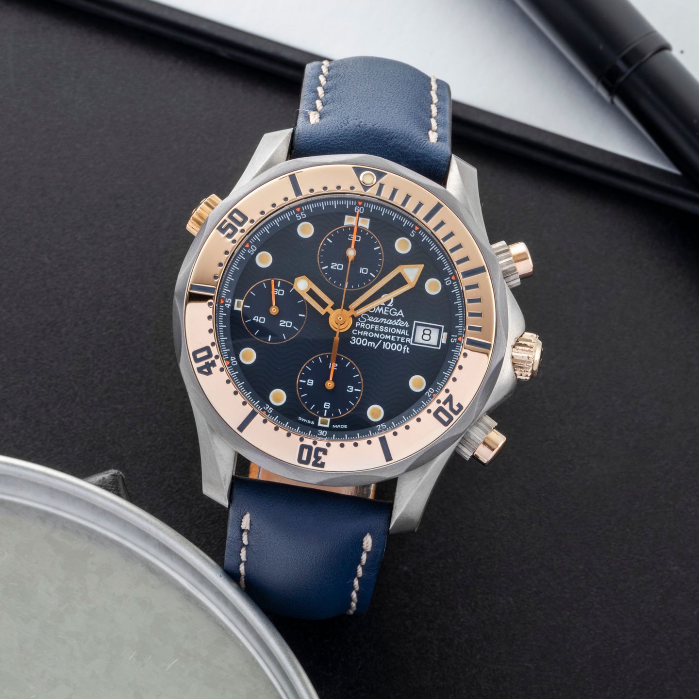 Omega Seamaster Diver 300 M 2296.80.00 (1995) - Blauw wijzerplaat 42mm Titanium (1/8)