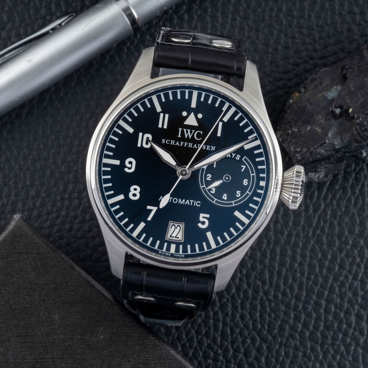 IWC Big Pilot IW500201 (Onbekend (willekeurig serienummer)) - Zwart wijzerplaat 46mm Staal (1/8)