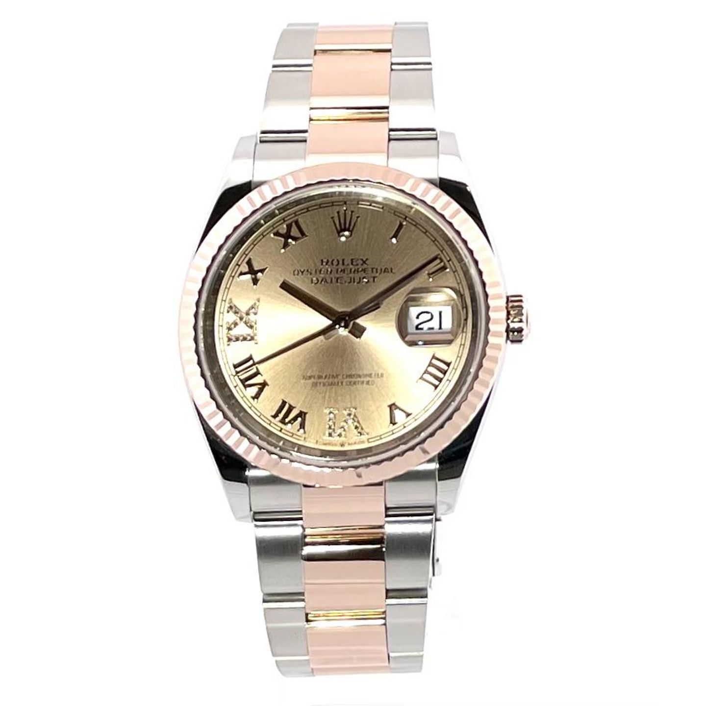 Rolex Datejust 36 126231 (2022) - Pink dial 36 mm Gold/Steel case (2/8)