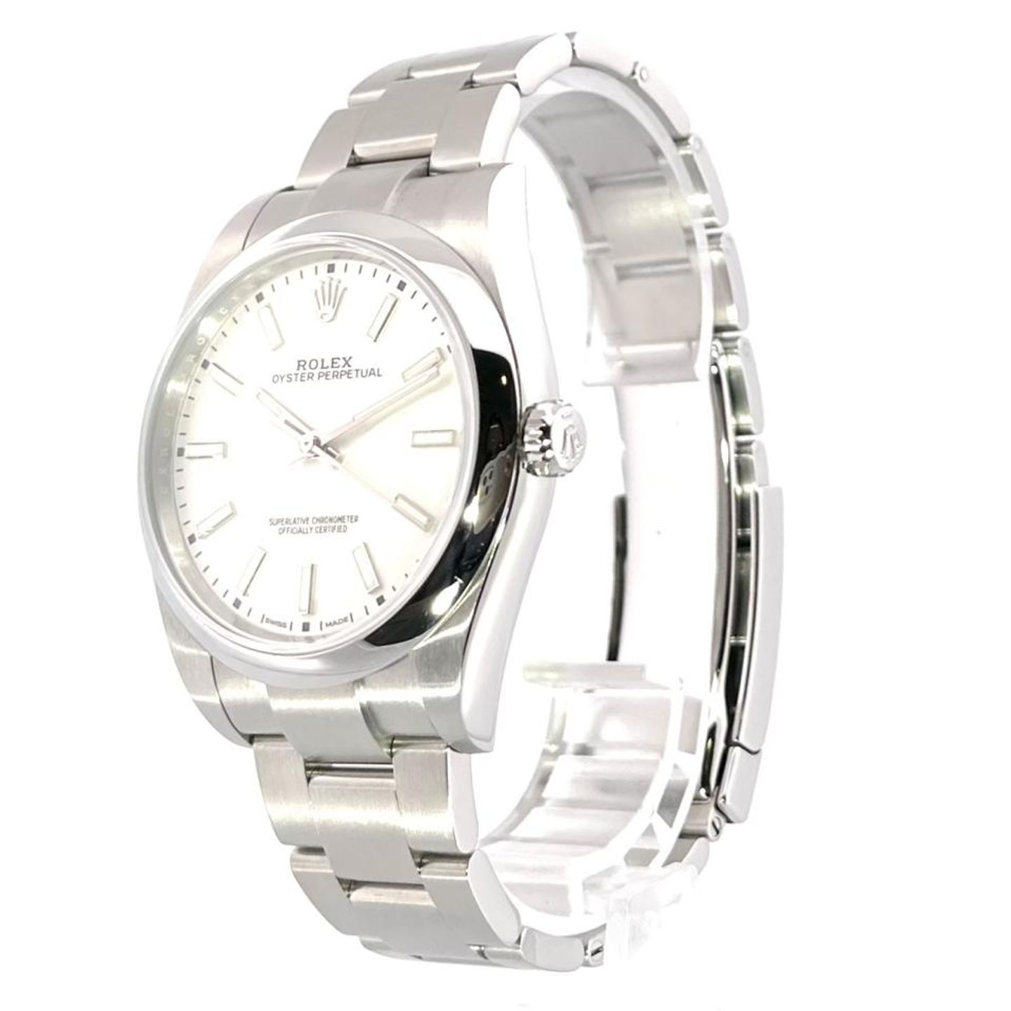 Rolex Oyster Perpetual 39 114300 (2019) - White dial 39 mm Steel case (3/8)