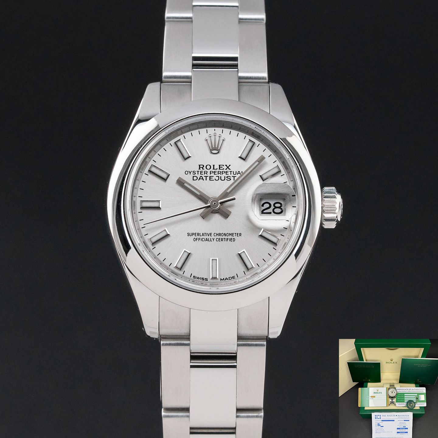 Rolex Lady-Datejust 279160 (2018) - Zilver wijzerplaat 28mm Staal (1/8)