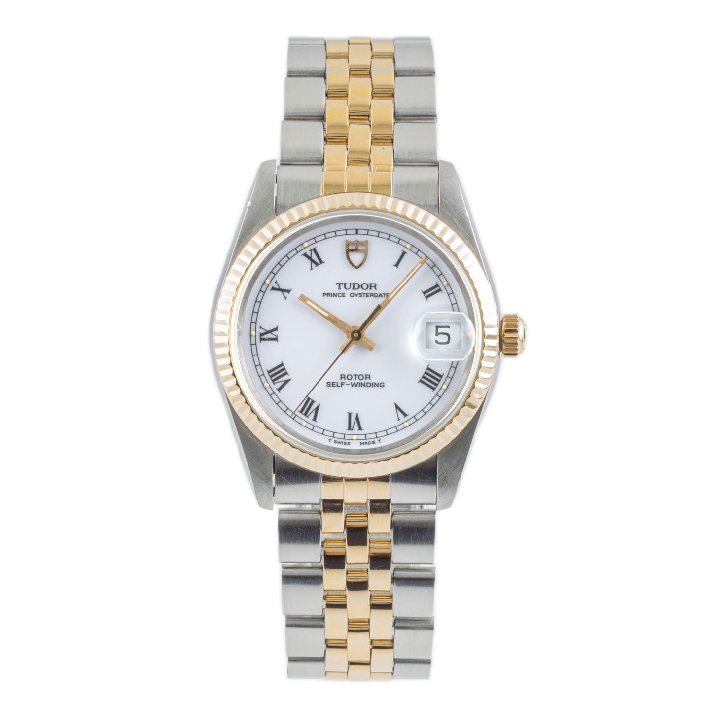 Tudor Prince Oysterdate 74033 (1995) - White dial 34 mm Gold/Steel case (1/8)