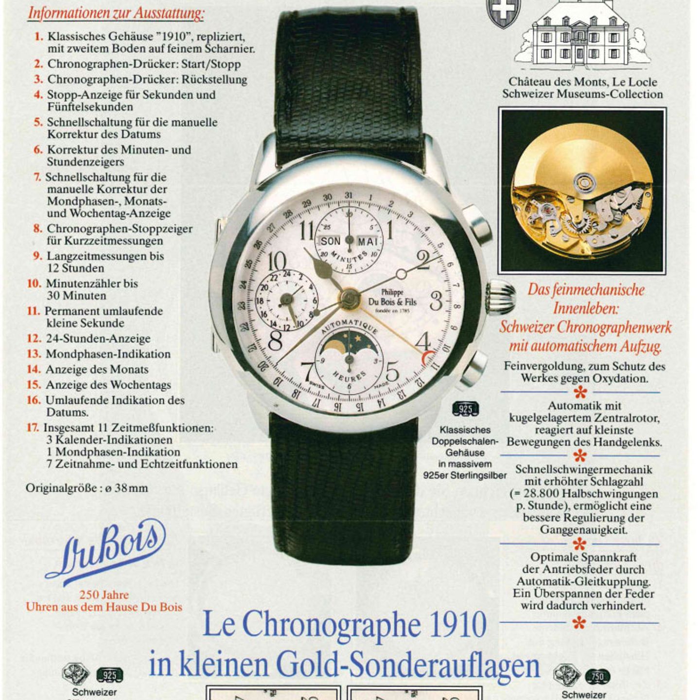 Philippe Du Bois et Fils Collection Moonphase Musee Unknown (1910) - White dial 38 mm Steel case (6/7)
