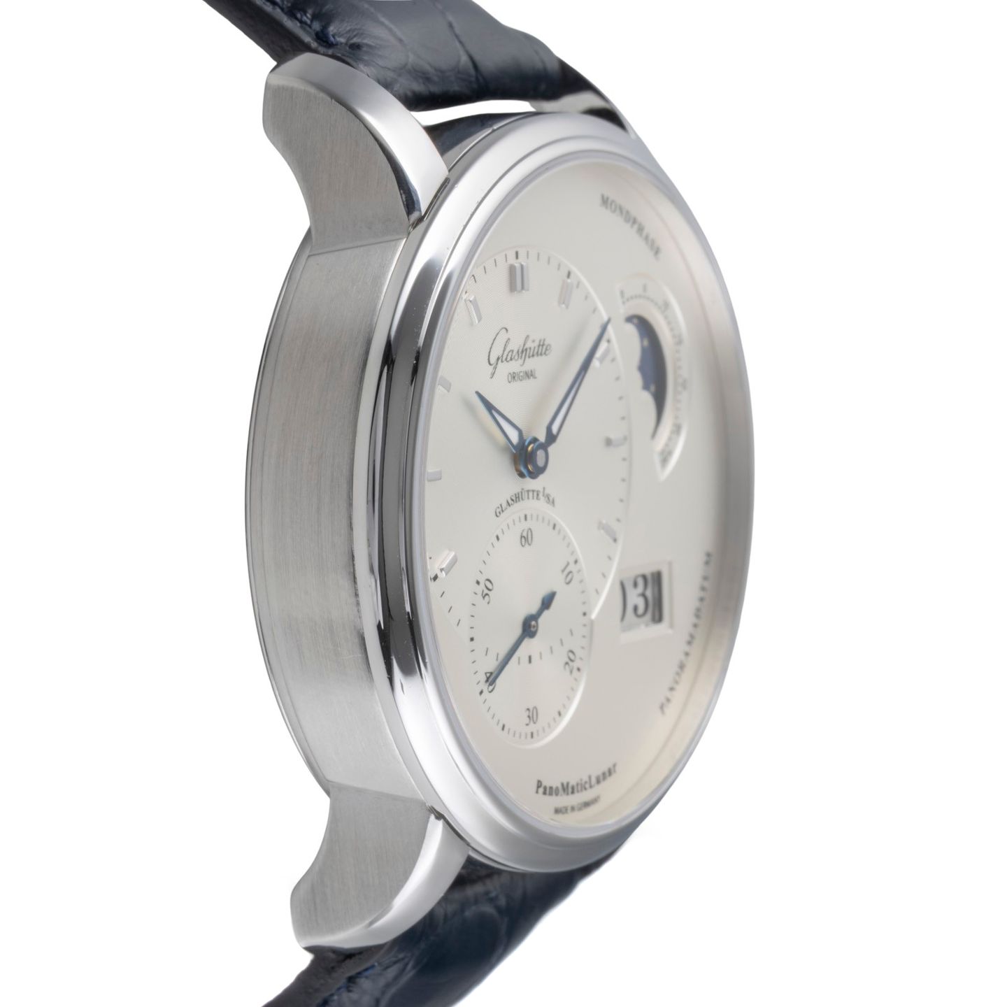 Glashütte Original PanoMaticLunar 1-90-02-42-32-01 (Onbekend (willekeurig serienummer)) - Zilver wijzerplaat 40mm Staal (7/8)
