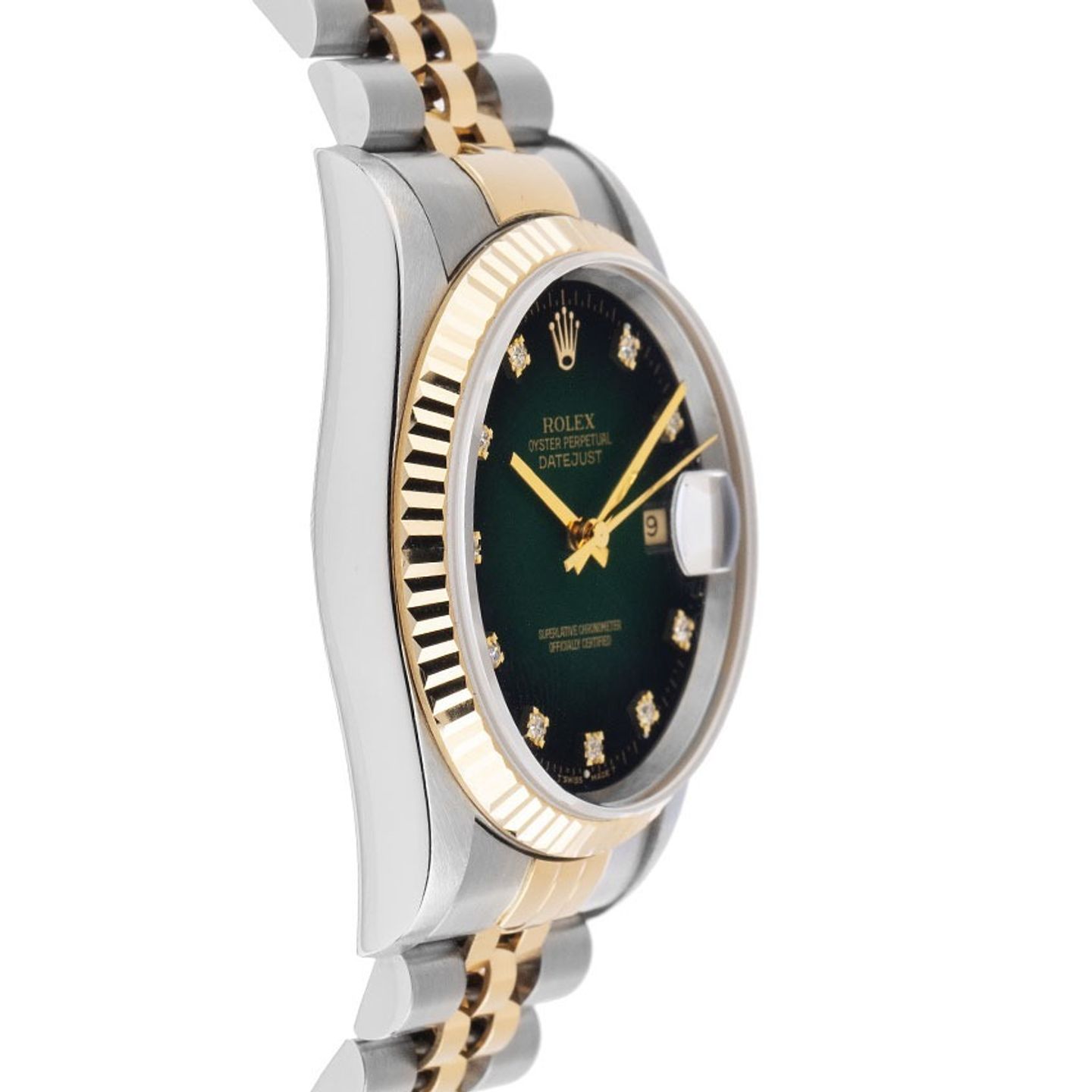 Rolex Datejust 36 16233 (1991) - Green dial 36 mm Gold/Steel case (6/8)