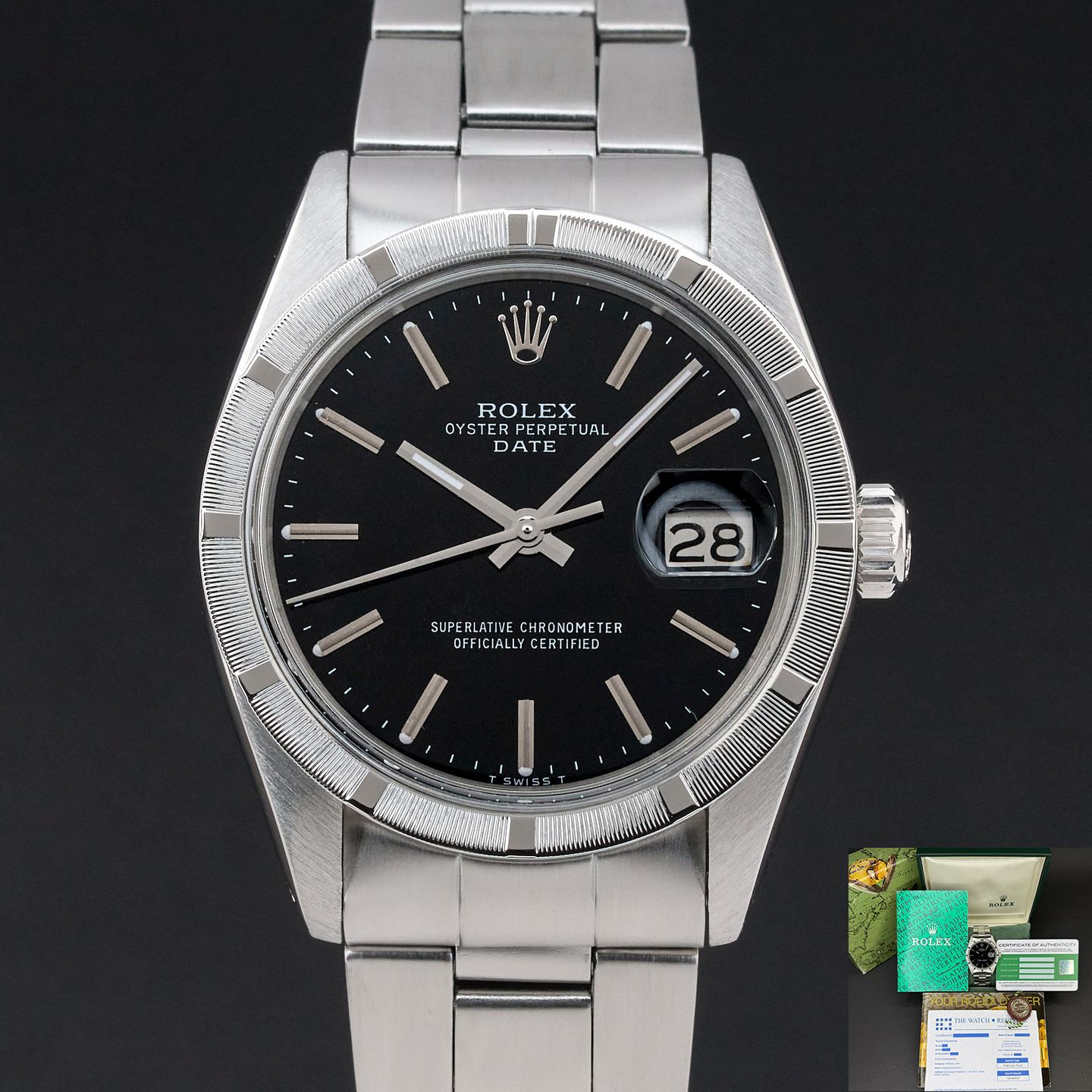 Rolex Oyster Perpetual Date 1501 (1974) - Black dial 34 mm Steel case (1/8)