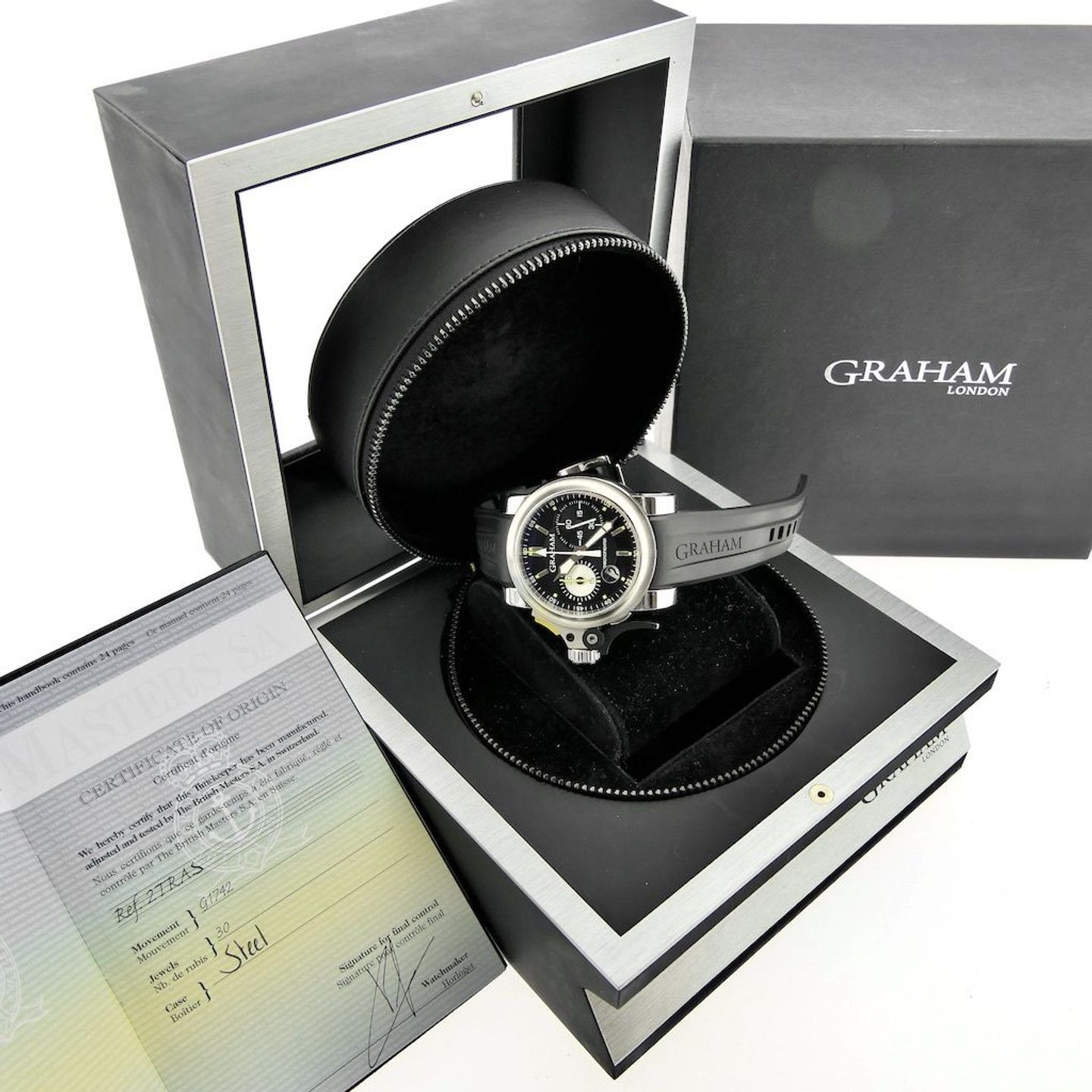 Graham Chronofighter 2TRAS (2018) - Black dial 47 mm Steel case (4/8)
