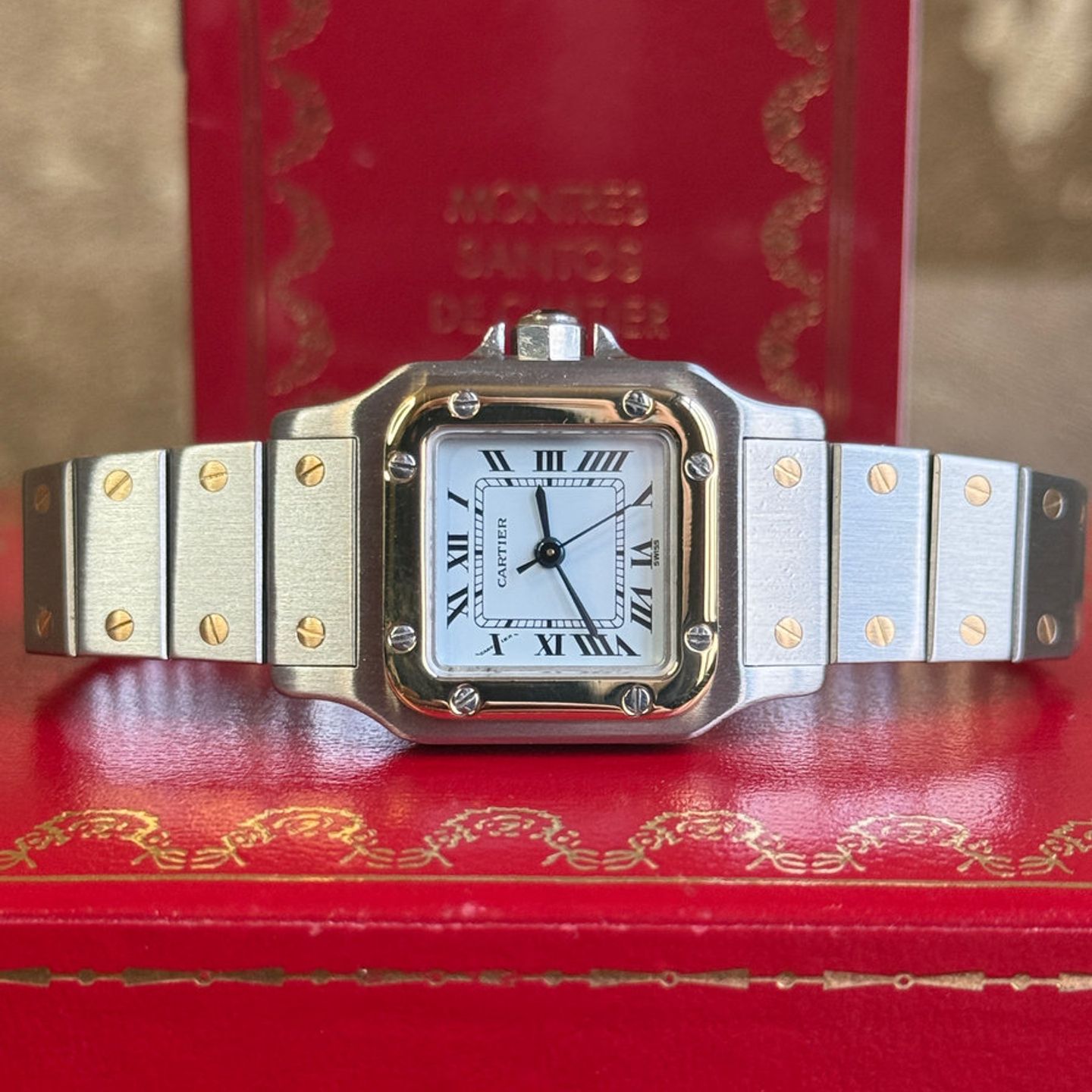 Cartier Santos 0902 (1992) - White dial 24 mm Gold/Steel case (2/8)