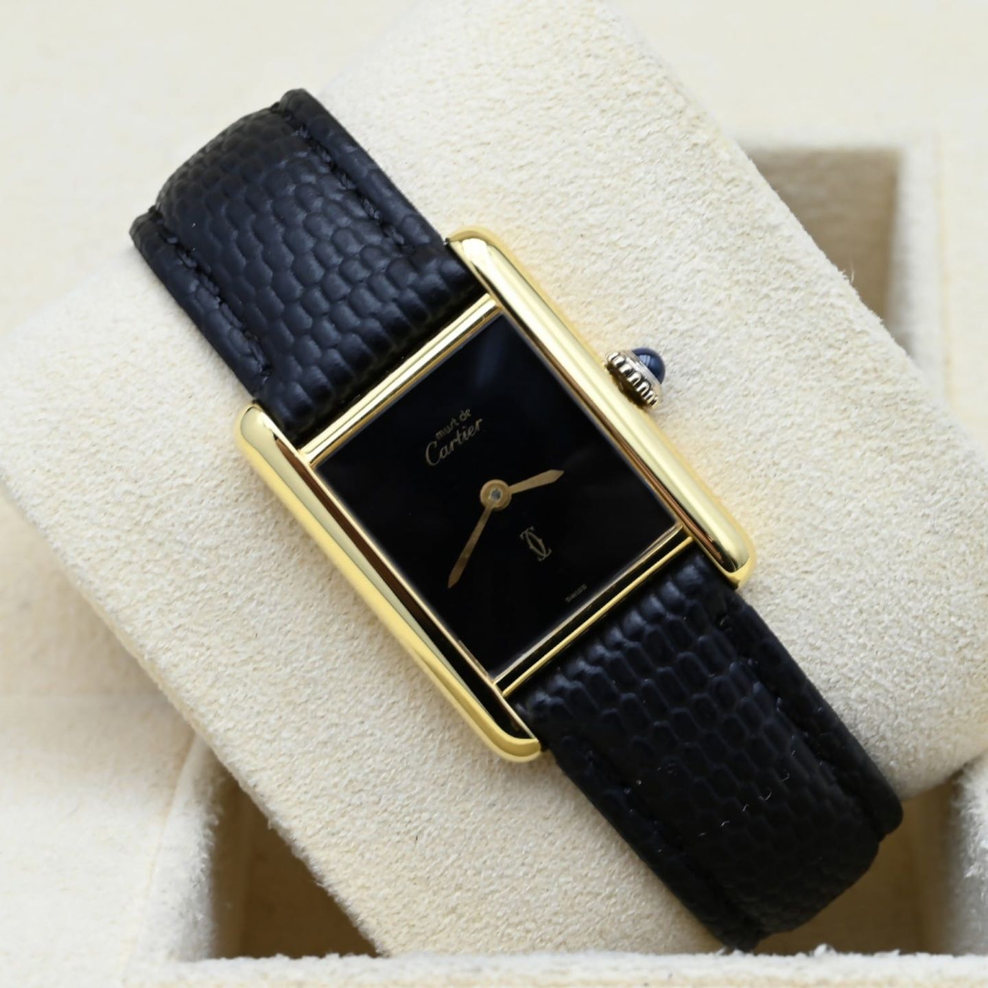 Cartier Tank Vermeil Unknown (Unknown (random serial)) - Black dial 23 mm Silver case (1/7)
