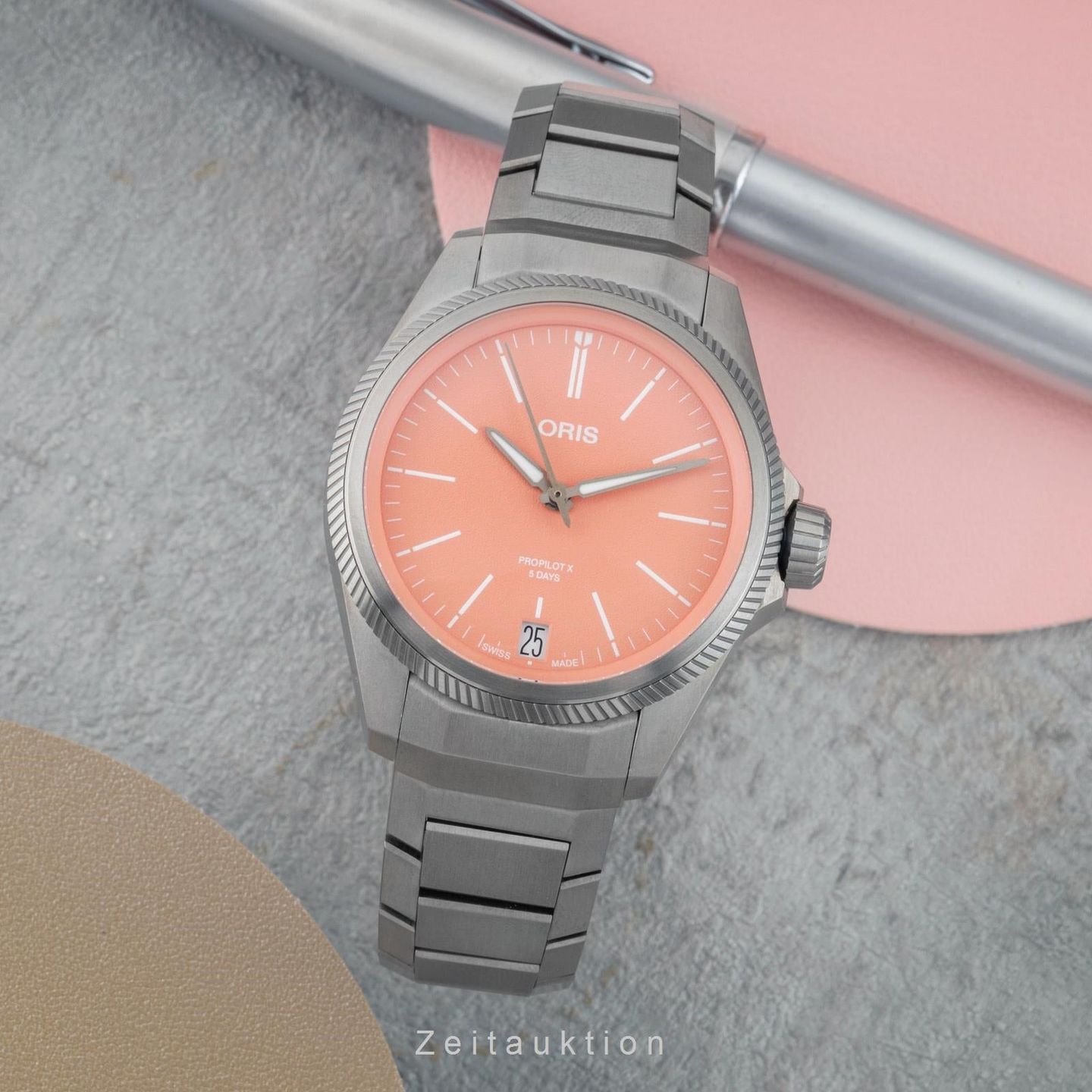 Oris Big Crown ProPilot 01 400 7778 7158-07 7 20 01TLC (Onbekend (willekeurig serienummer)) - Oranje wijzerplaat 39mm Titanium (3/8)