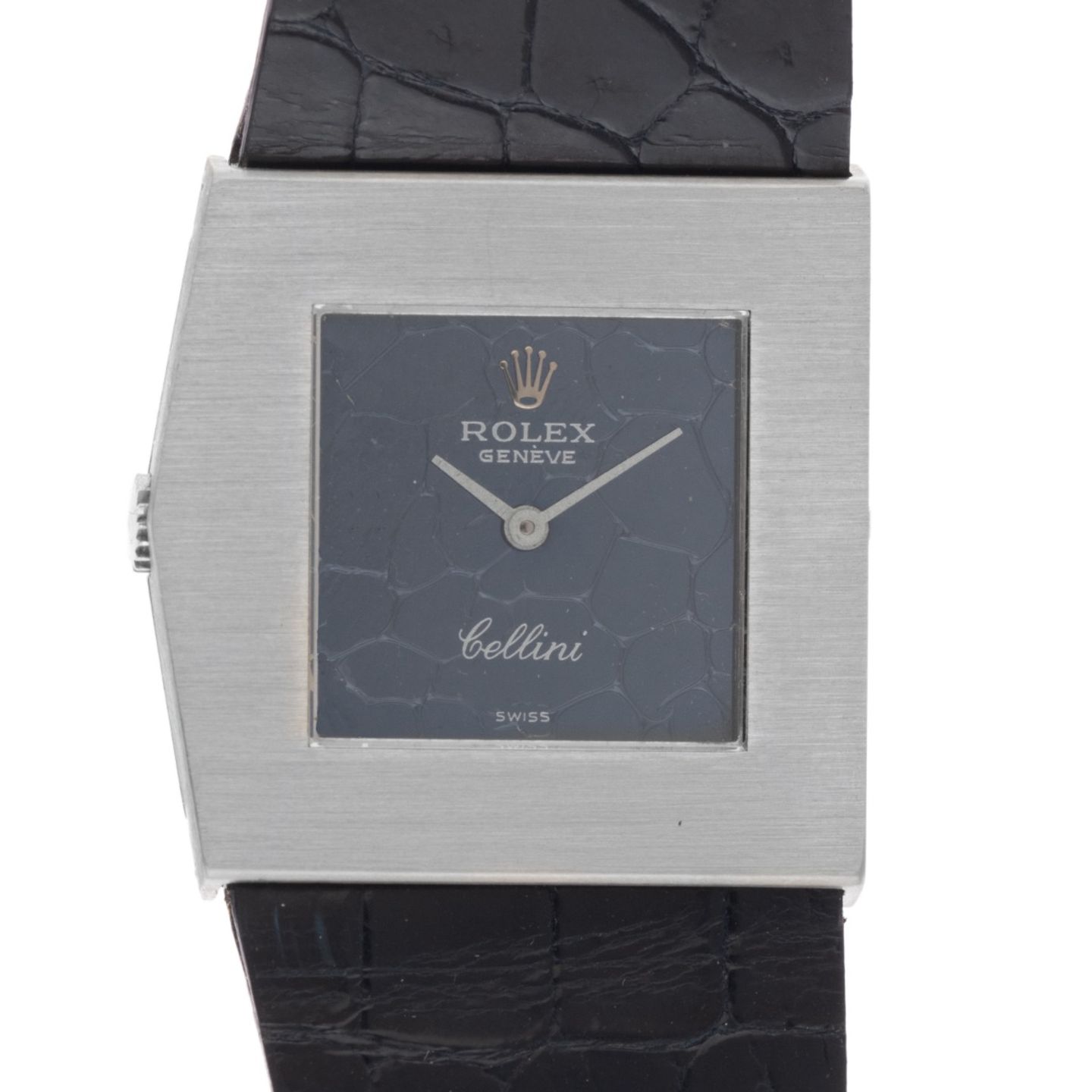 Rolex Cellini 4017 (1972) - Black dial 28 mm White Gold case (1/8)