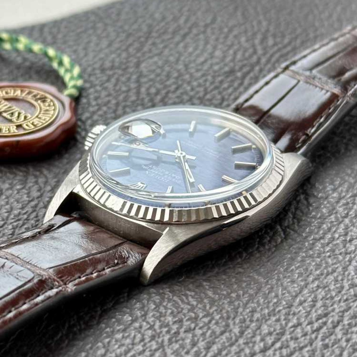 Rolex Datejust 1601/9 (1972) - Blue dial 36 mm White Gold case (8/10)