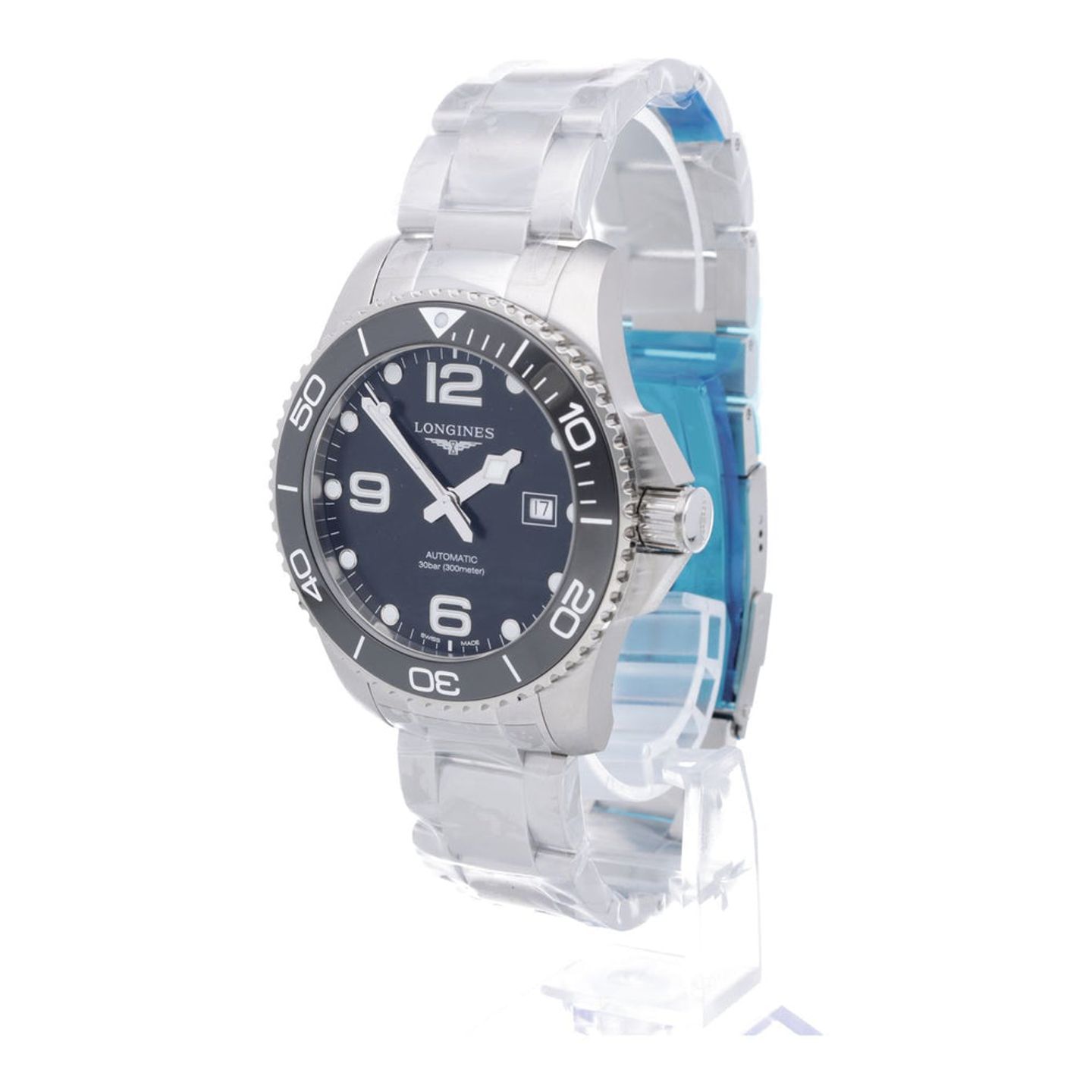 Longines HydroConquest L3.782.4.56.6 (2026) - Zwart wijzerplaat 43mm Staal (2/7)