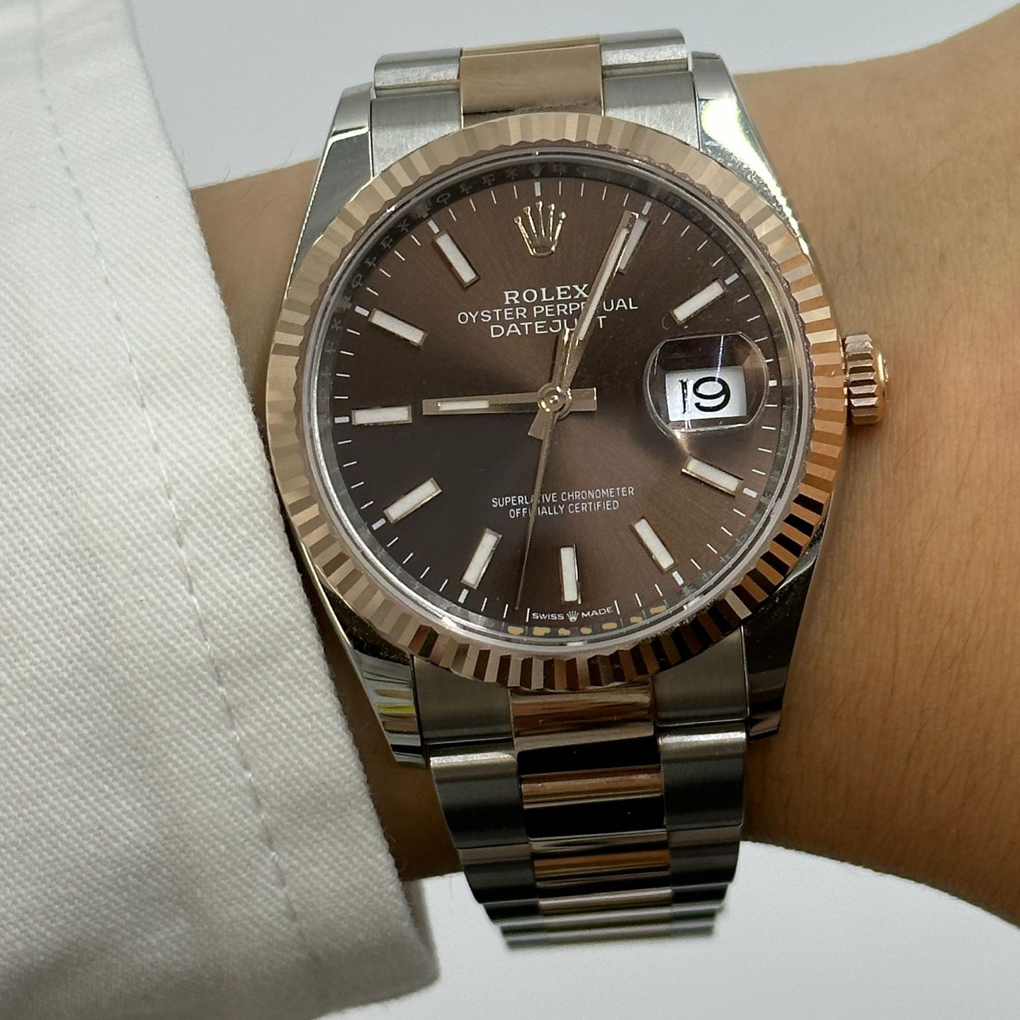 Rolex Datejust 36 126231 (2024) - Brown dial 36 mm Gold/Steel case (8/8)