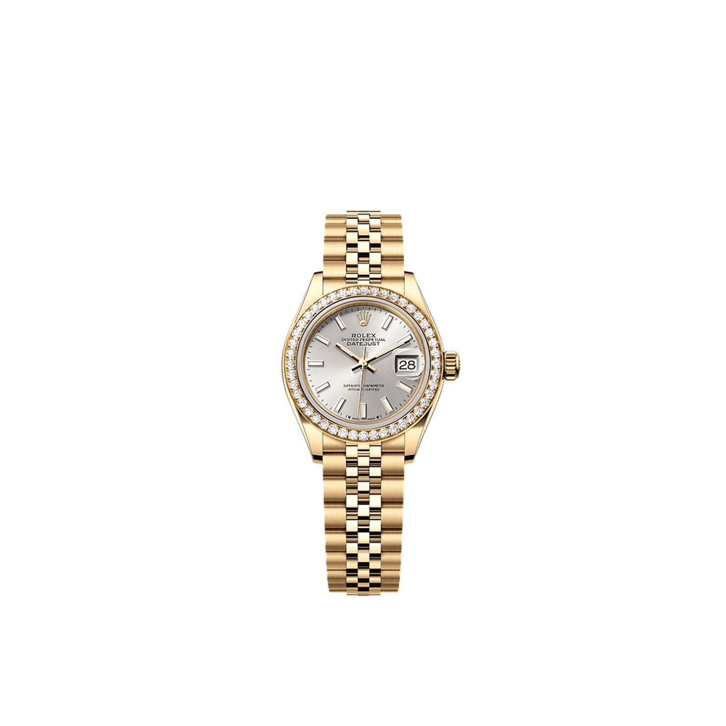 Rolex Lady-Datejust 279138RBR (2025) - Zilver wijzerplaat 28mm Geelgoud (1/1)