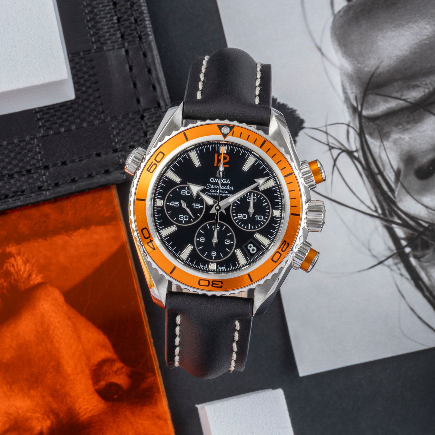 Omega Seamaster Planet Ocean Chronograph 222.32.38.50.01.003 (Onbekend (willekeurig serienummer)) - Zwart wijzerplaat 38mm Staal (1/8)