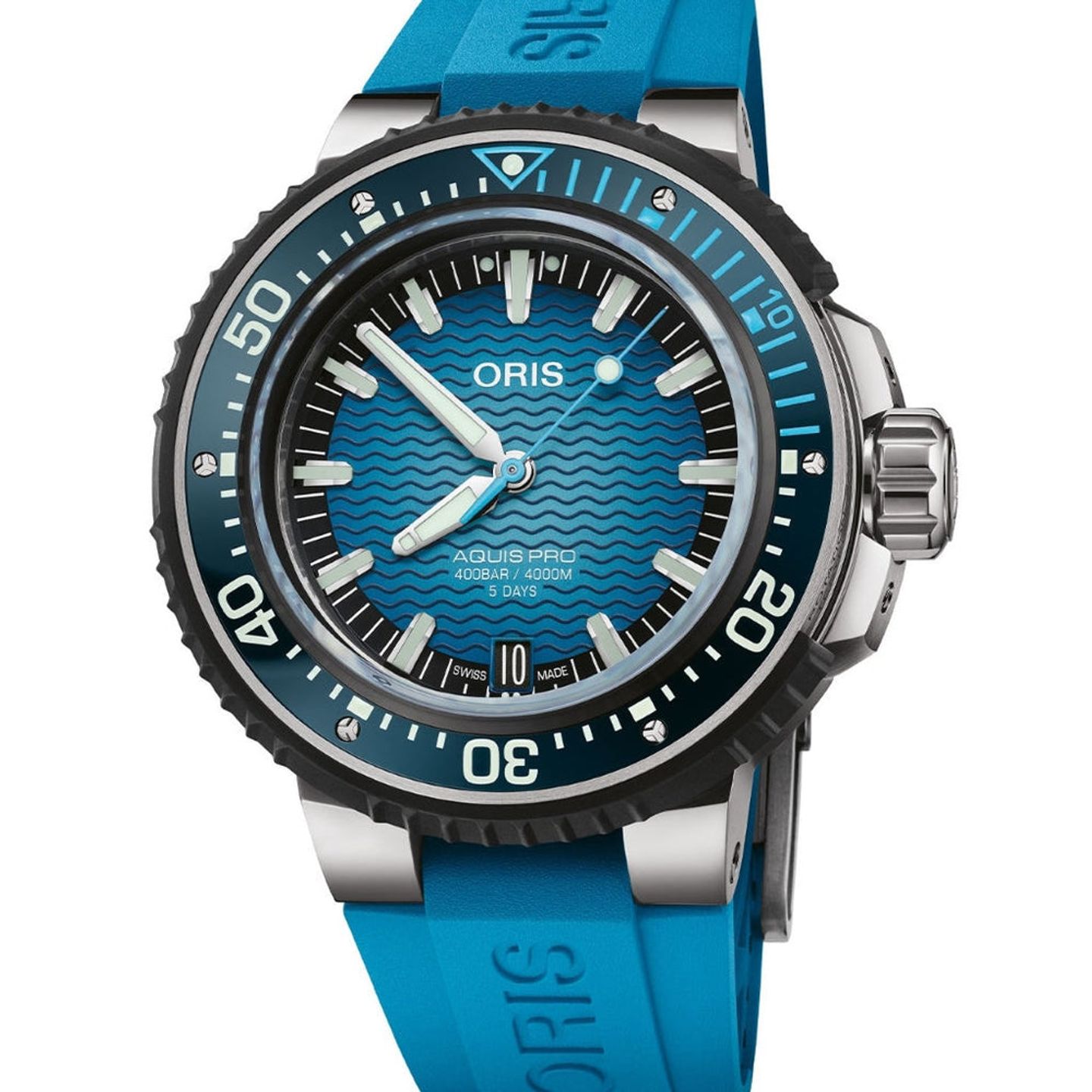 Oris Aquis Titan 01 400 7777 7155-Set (2025) - Blauw wijzerplaat 50mm Titanium (1/1)