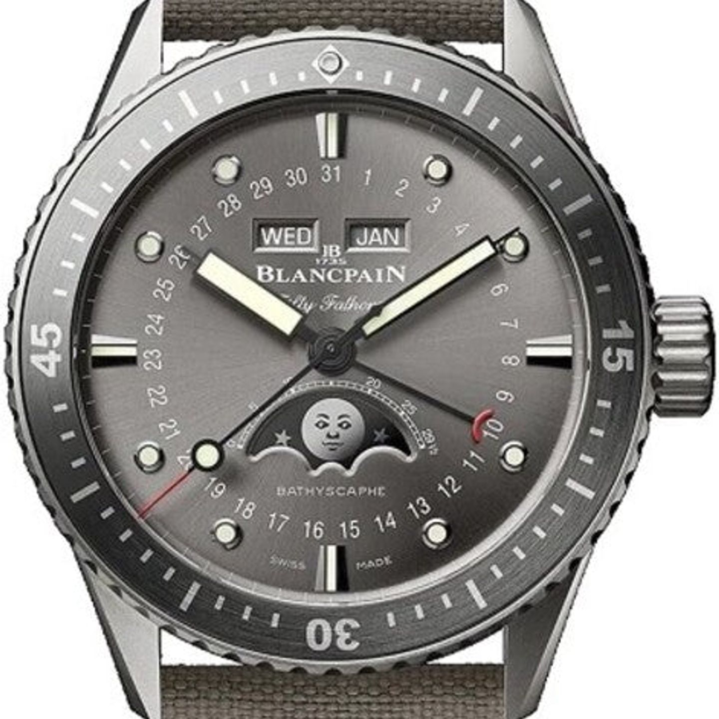 Blancpain Fifty Fathoms Bathyscaphe 5054-1210-G52A (2026) - Grijs wijzerplaat 44mm Titanium (1/1)