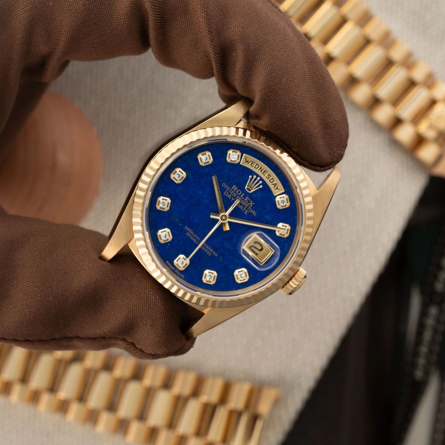 Rolex Day-Date 36 18238 (1989) - Blue dial 36 mm Yellow Gold case (5/8)
