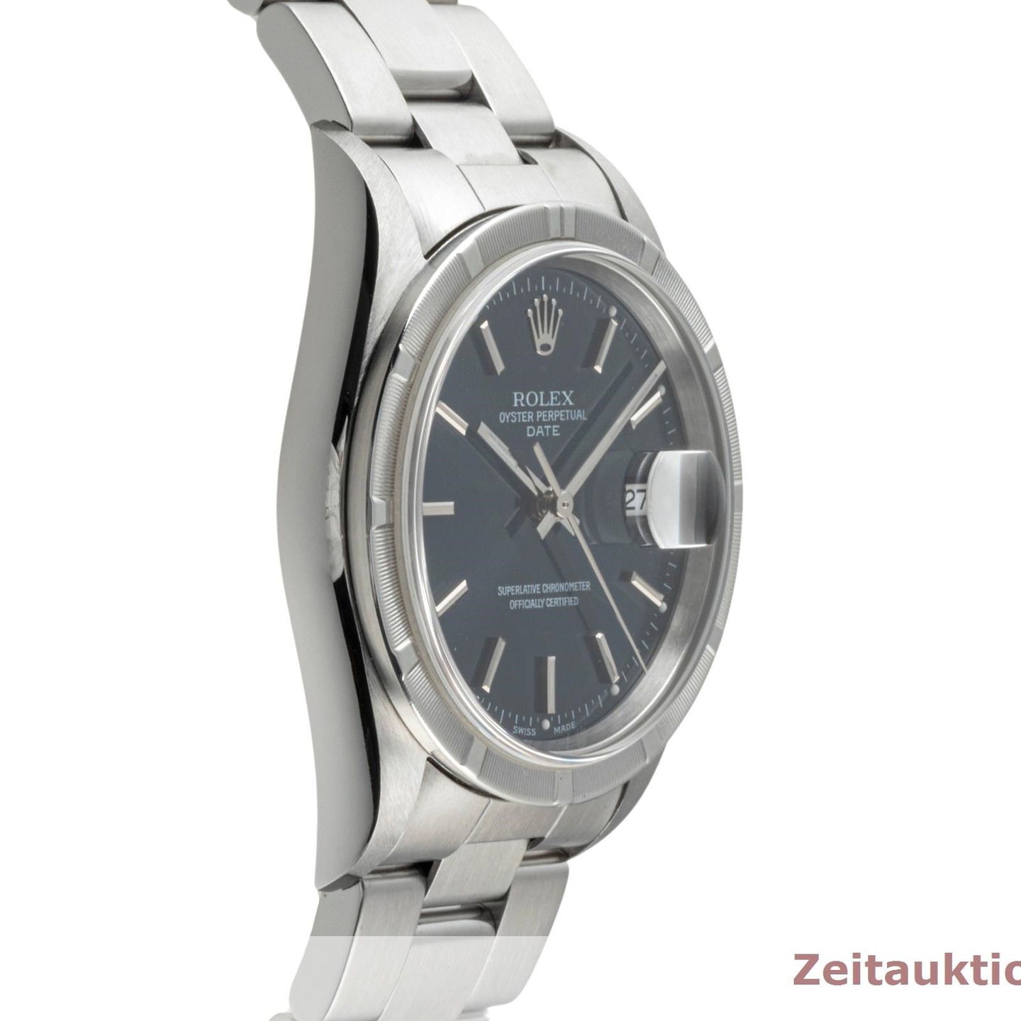 Rolex Oyster Perpetual Date 115210 (2002) - Blue dial 34 mm Steel case (7/8)