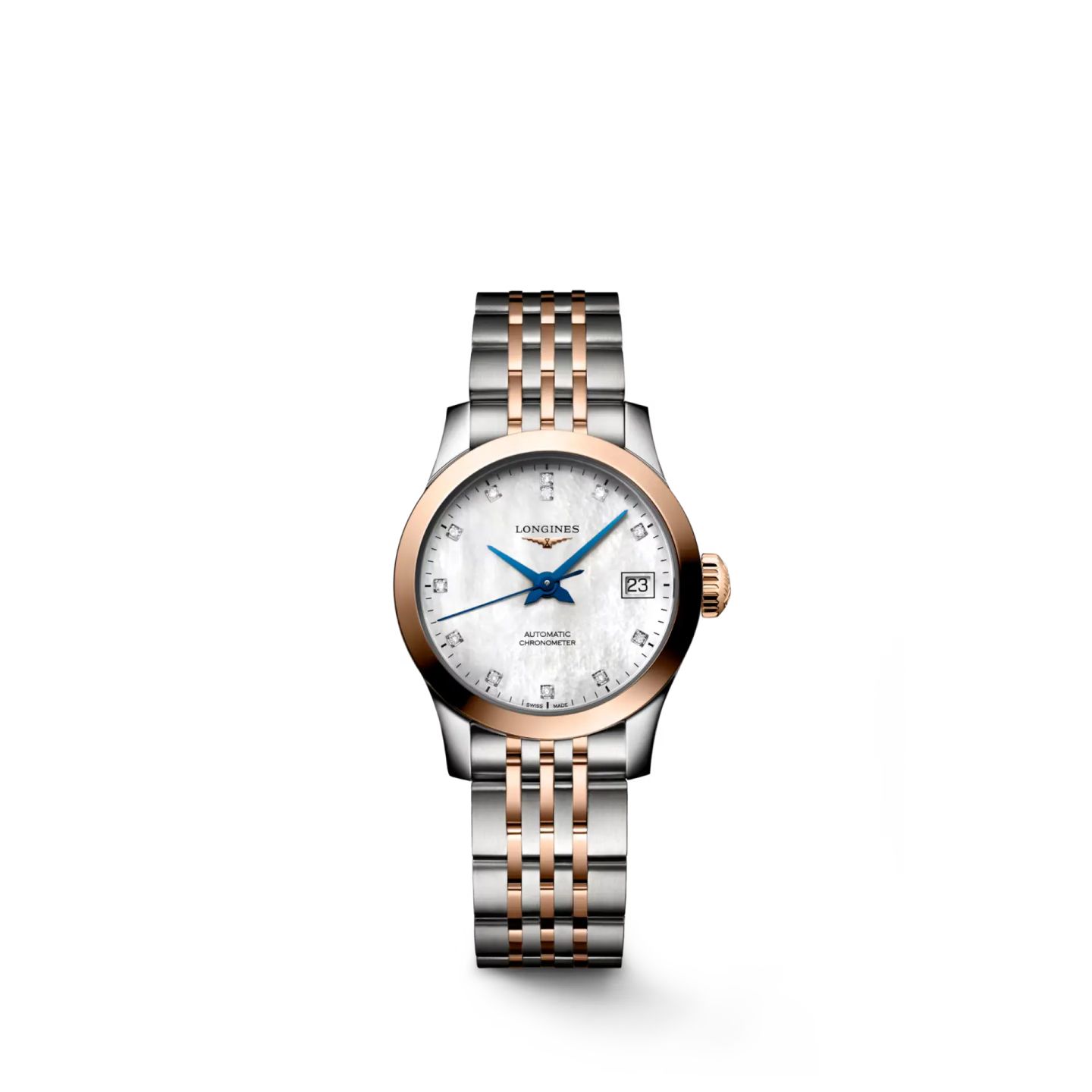 Longines Record L2.320.5.87.7 (2025) - Pearl dial 26 mm Gold/Steel case (1/1)