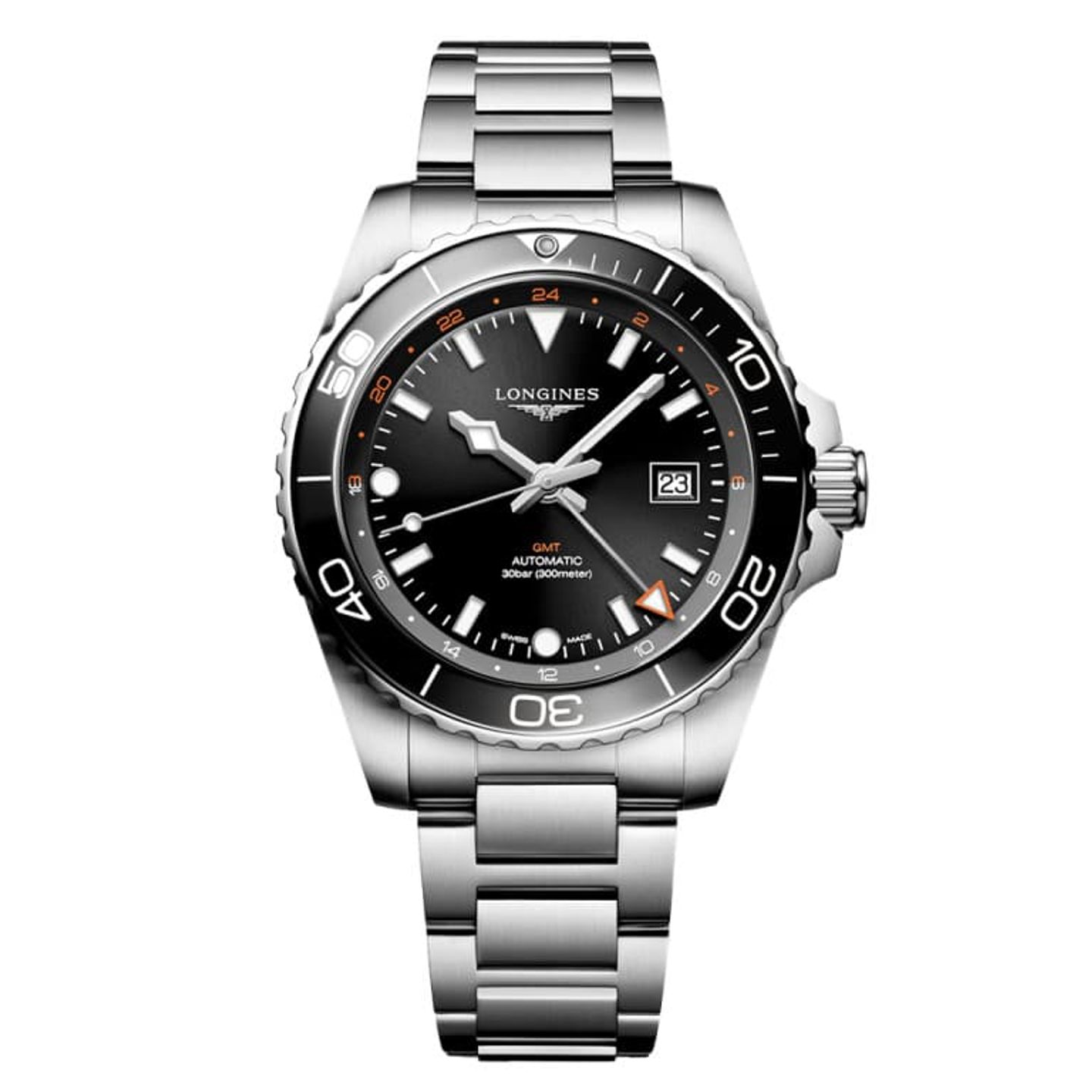 Longines HydroConquest L3.890.4.56.6 (2024) - Zwart wijzerplaat 43mm Staal (1/1)