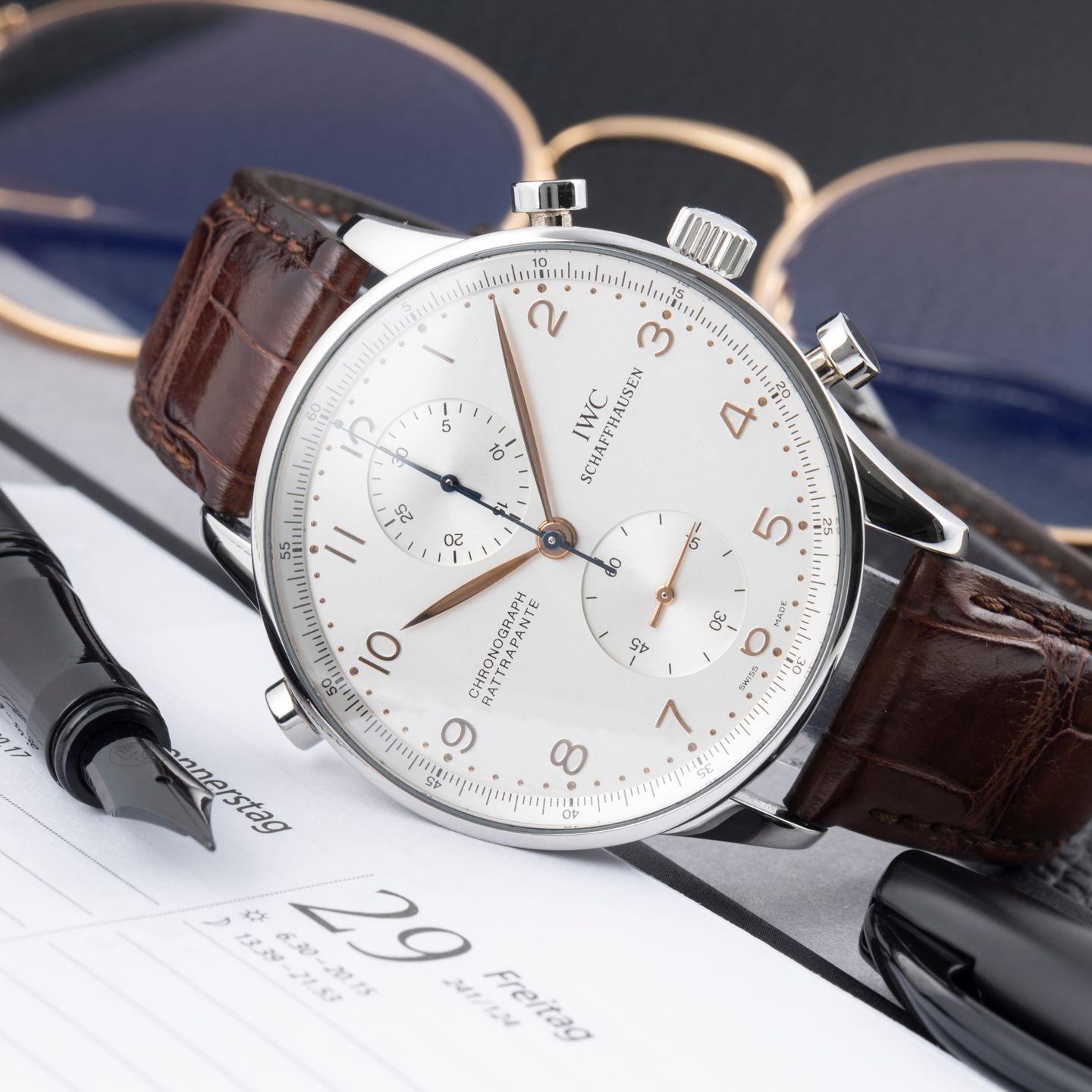 IWC Portuguese Chronograph IW371202 (Unknown (random serial)) - Silver dial 41 mm Steel case (2/8)