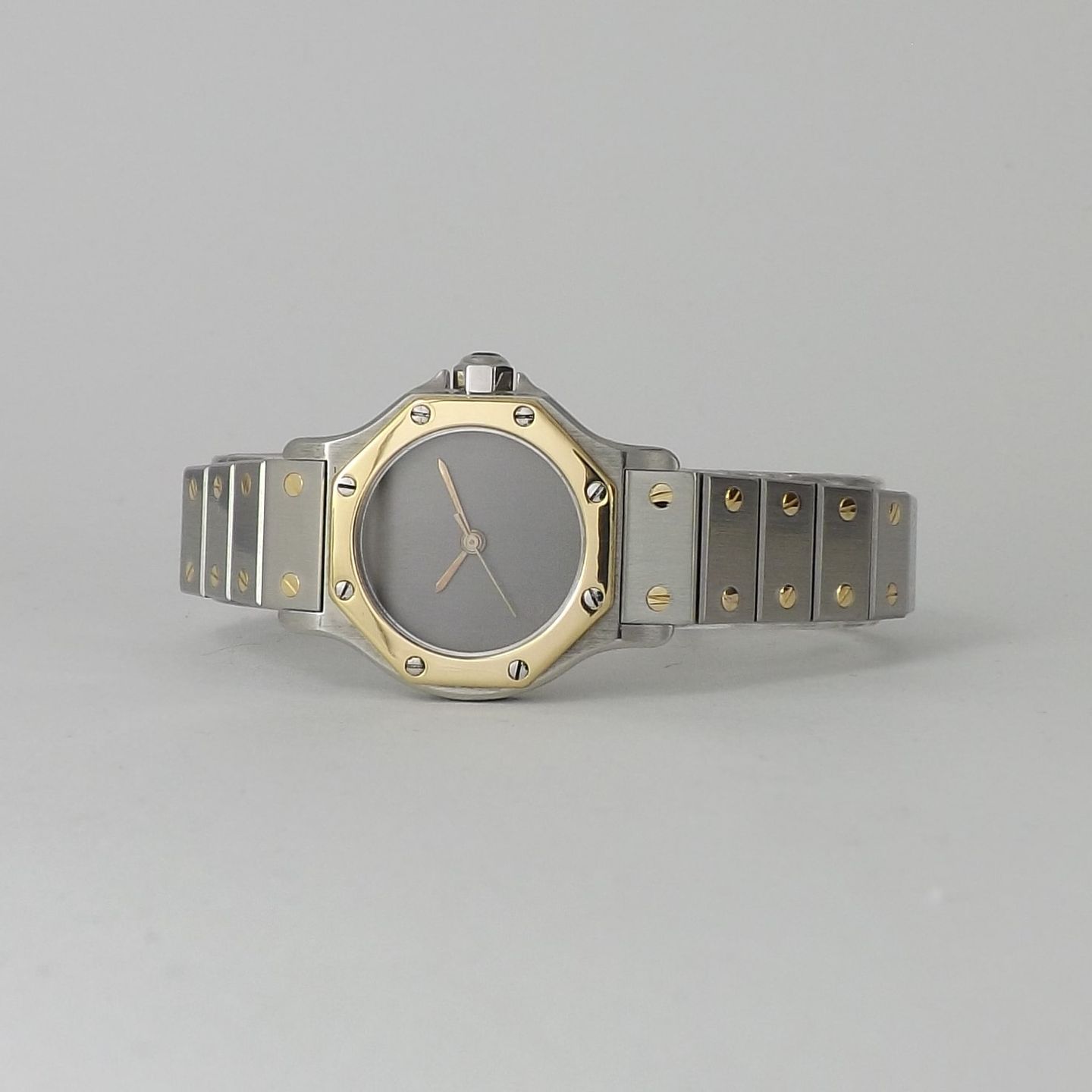 Cartier Santos 0907 (1990) - Grey dial 25 mm Gold/Steel case (3/8)