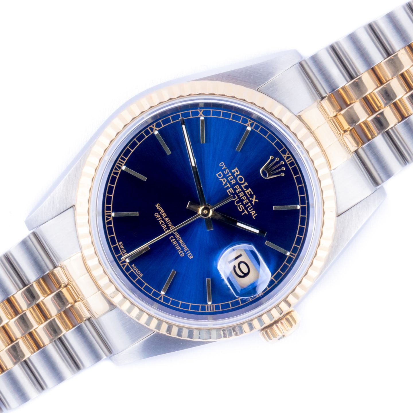 Rolex Datejust 36 16233 (1999) - Blue dial 36 mm Gold/Steel case (1/8)