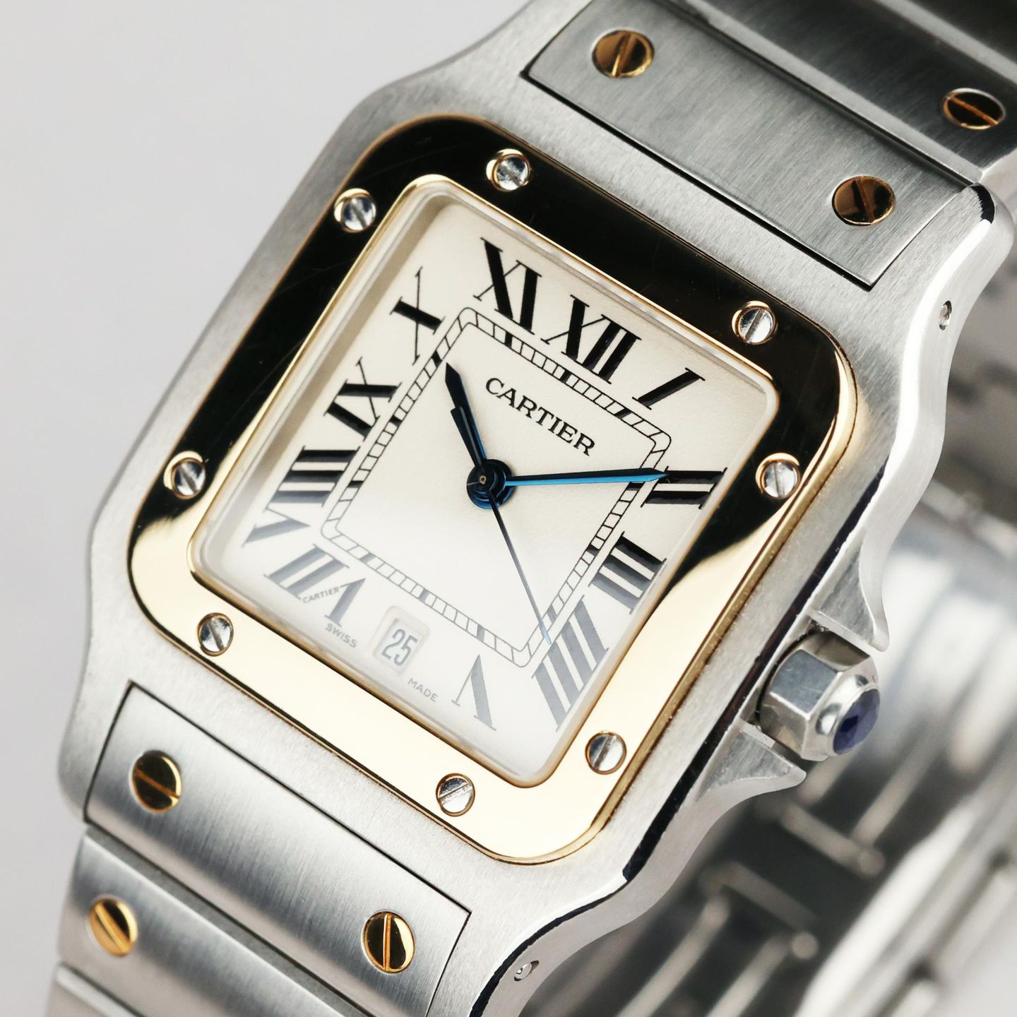 Cartier Santos Galbée 1565 (2000) - White dial 24 mm Gold/Steel case (5/8)