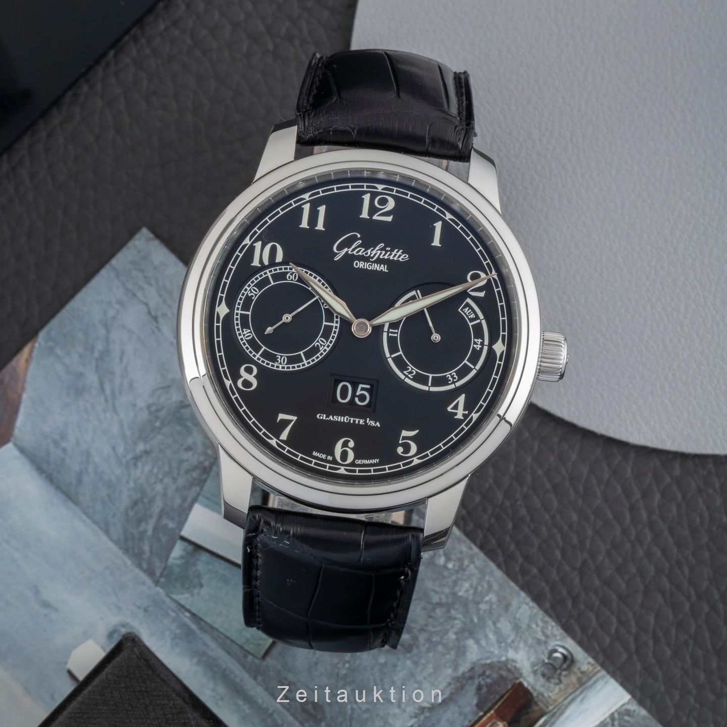 Glashütte Original Senator Observer 100-14-07-02-30 (2015) - Zwart wijzerplaat 44mm Staal (3/8)