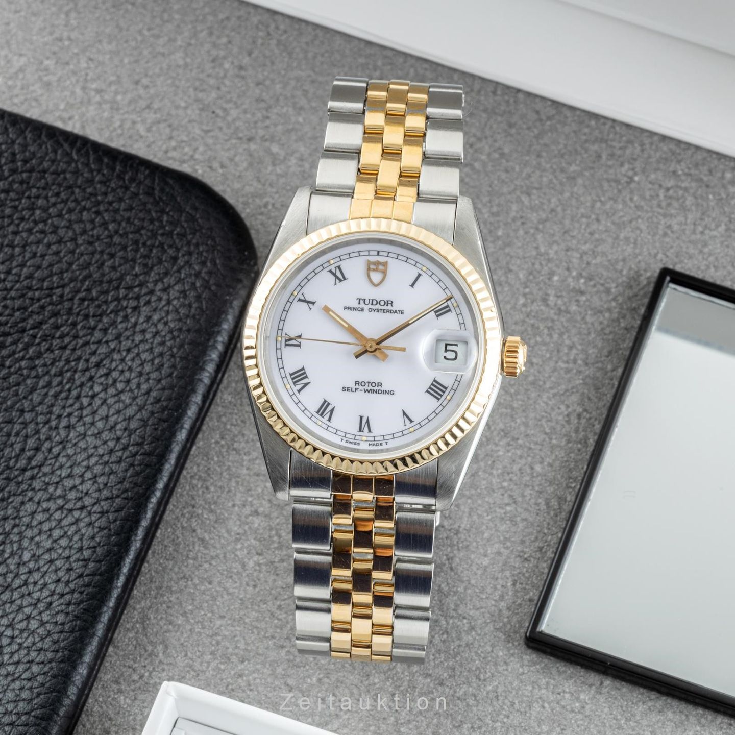 Tudor Prince Oysterdate 74033 (1995) - White dial 34 mm Gold/Steel case (4/8)