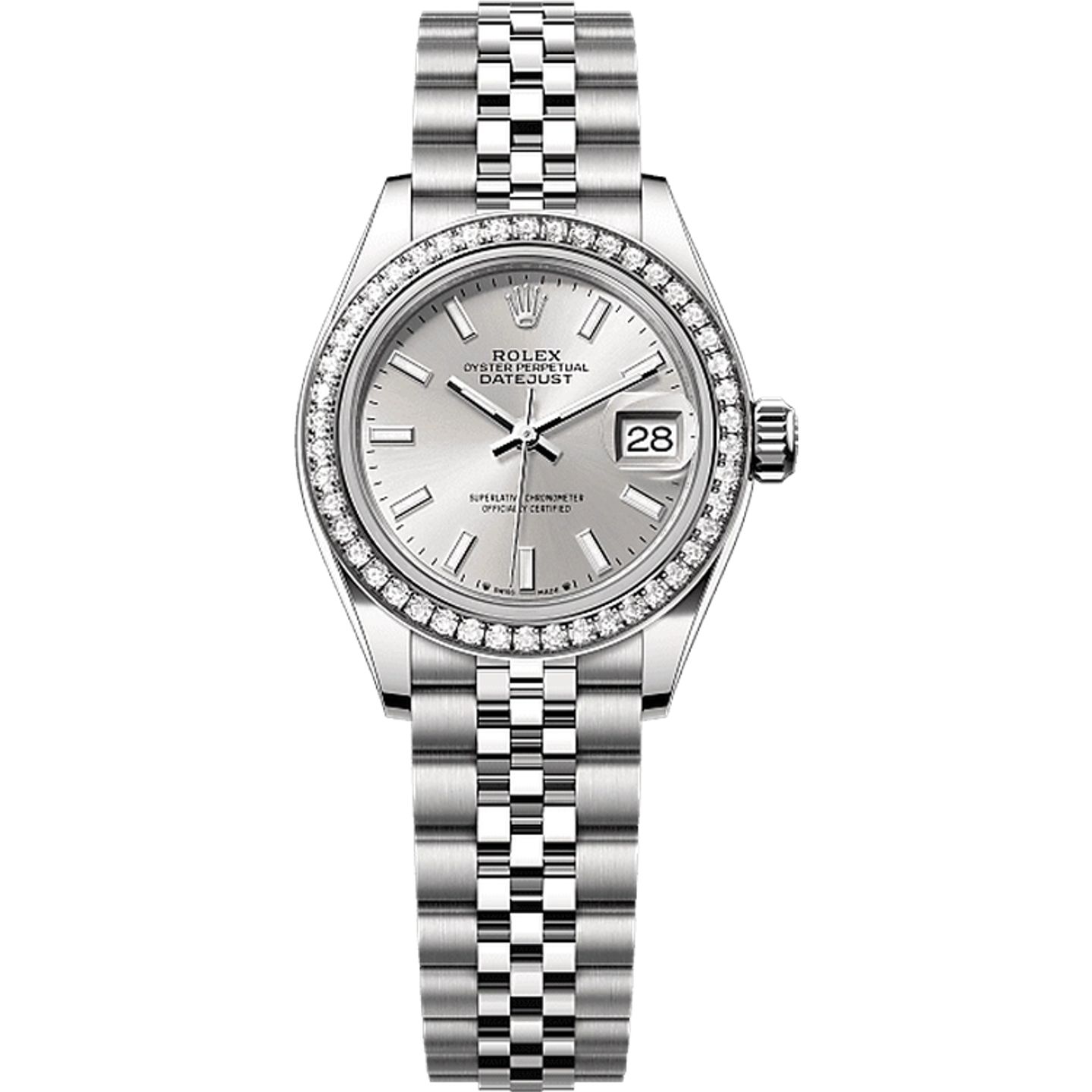 Rolex Lady-Datejust 279384RBR (2025) - Zilver wijzerplaat 28mm Staal (1/1)