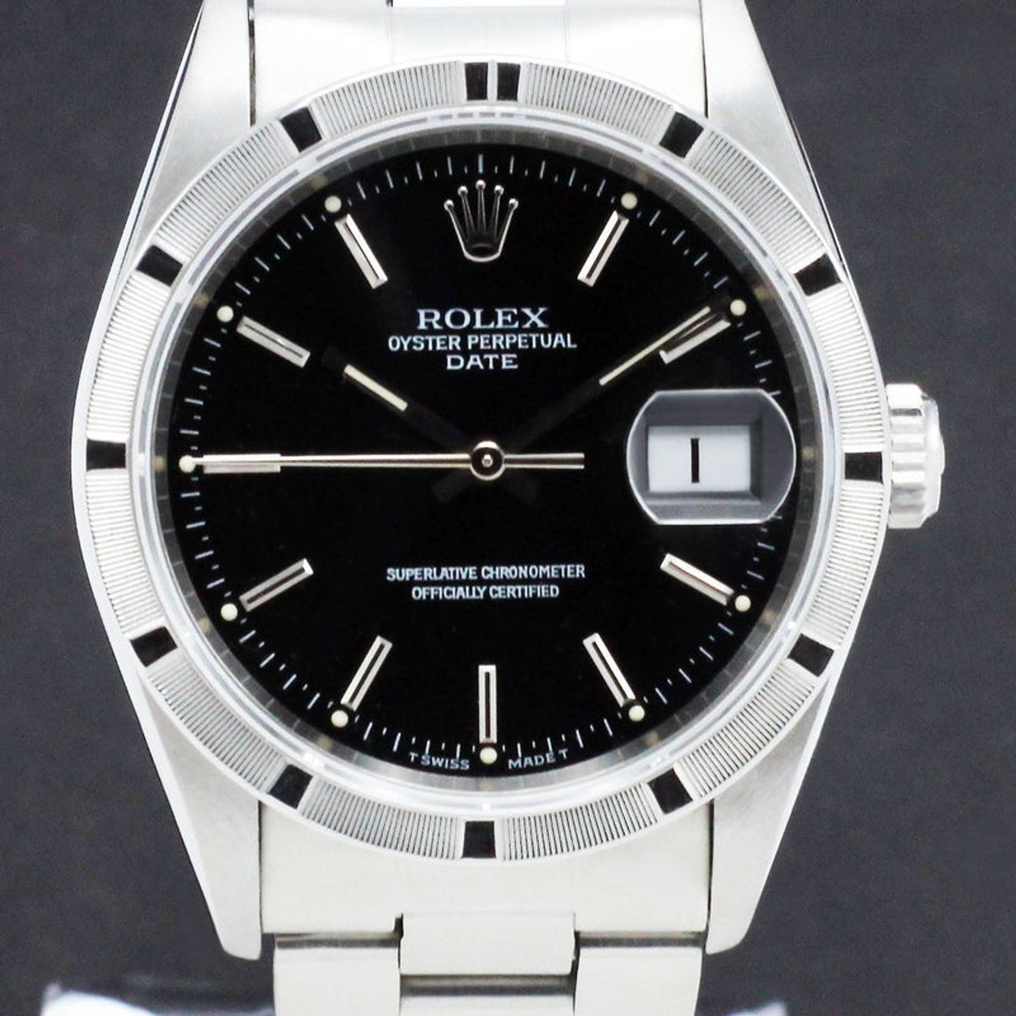 Rolex Oyster Perpetual Date 15210 (1996) - Black dial 34 mm Steel case (1/7)