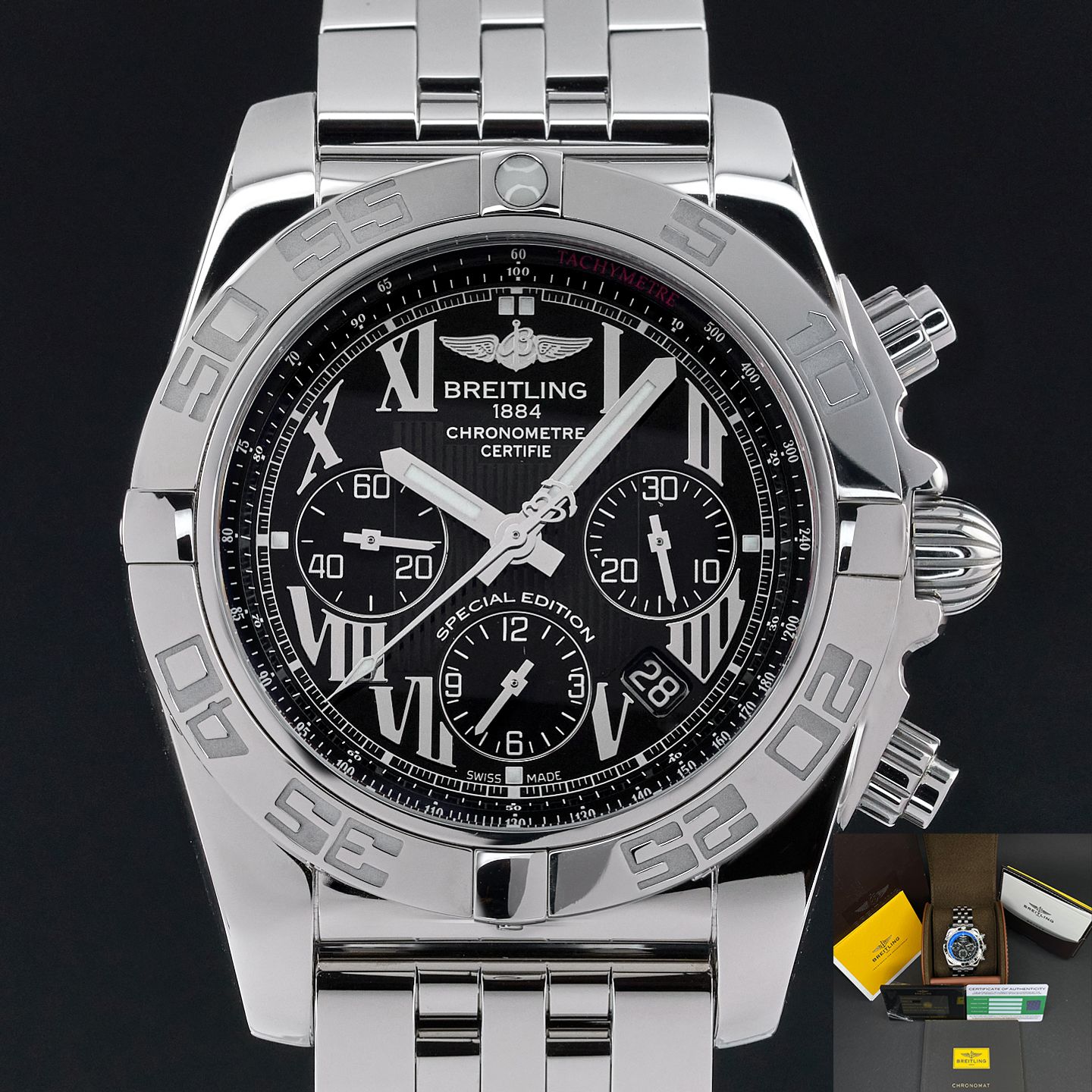 Breitling Chronomat 44 AB011012/BD89 (2018) - Zwart wijzerplaat 44mm Staal (1/8)