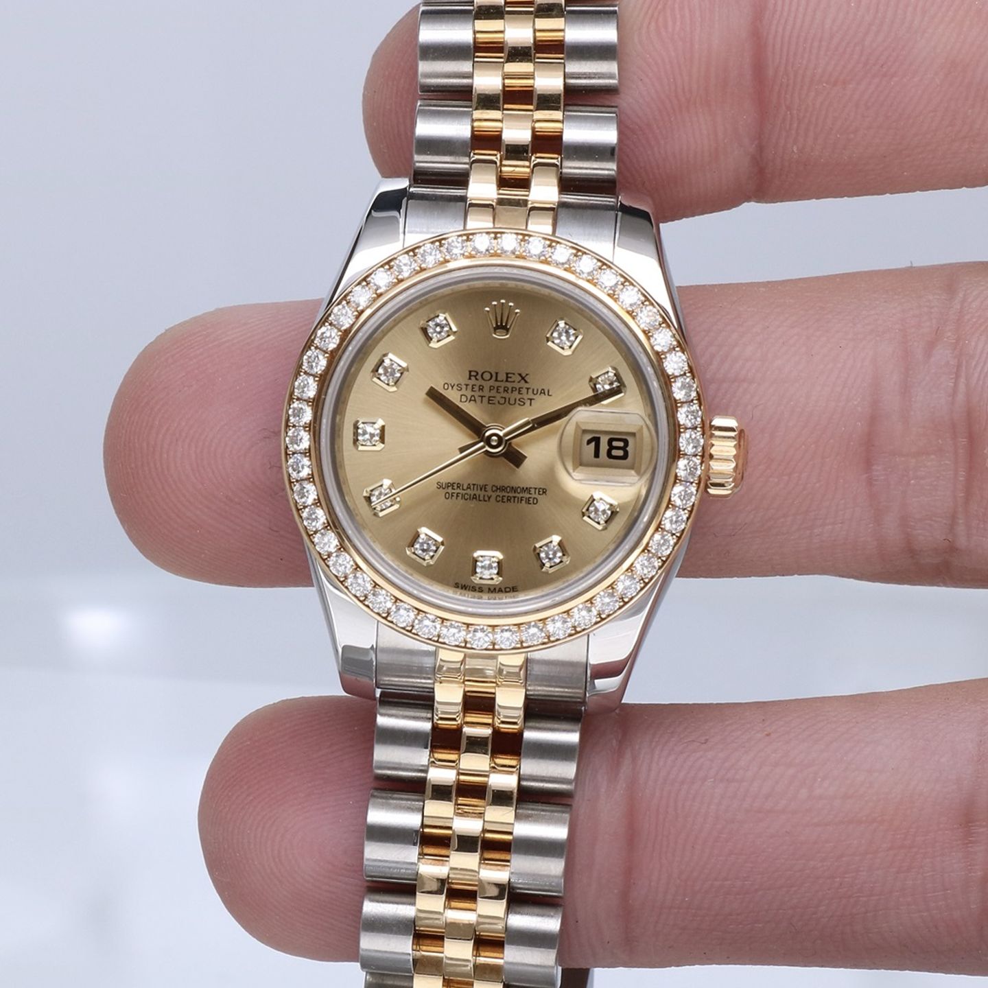 Rolex Lady-Datejust 279383RBR (2022) - Pearl dial 28 mm Gold/Steel case (8/8)