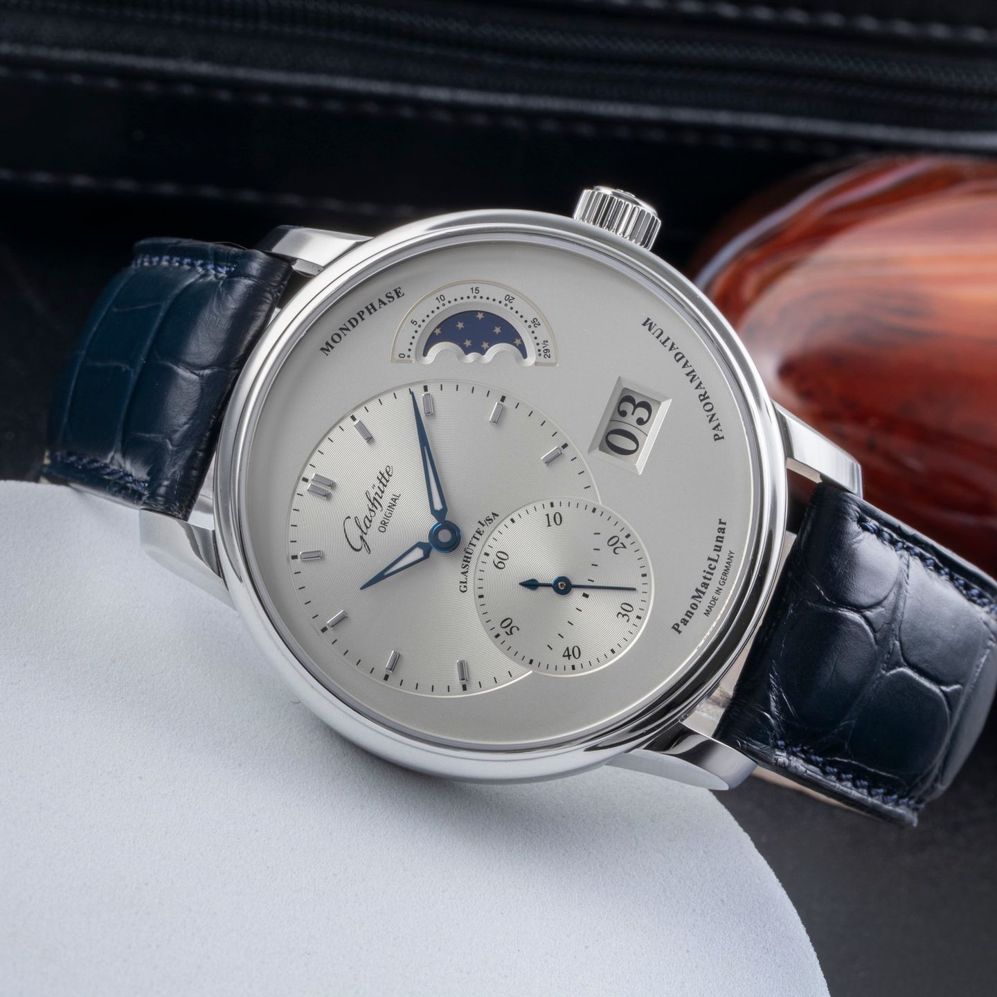 Glashütte Original PanoMaticLunar 1-90-02-42-32-01 (Onbekend (willekeurig serienummer)) - Zilver wijzerplaat 40mm Staal (2/8)