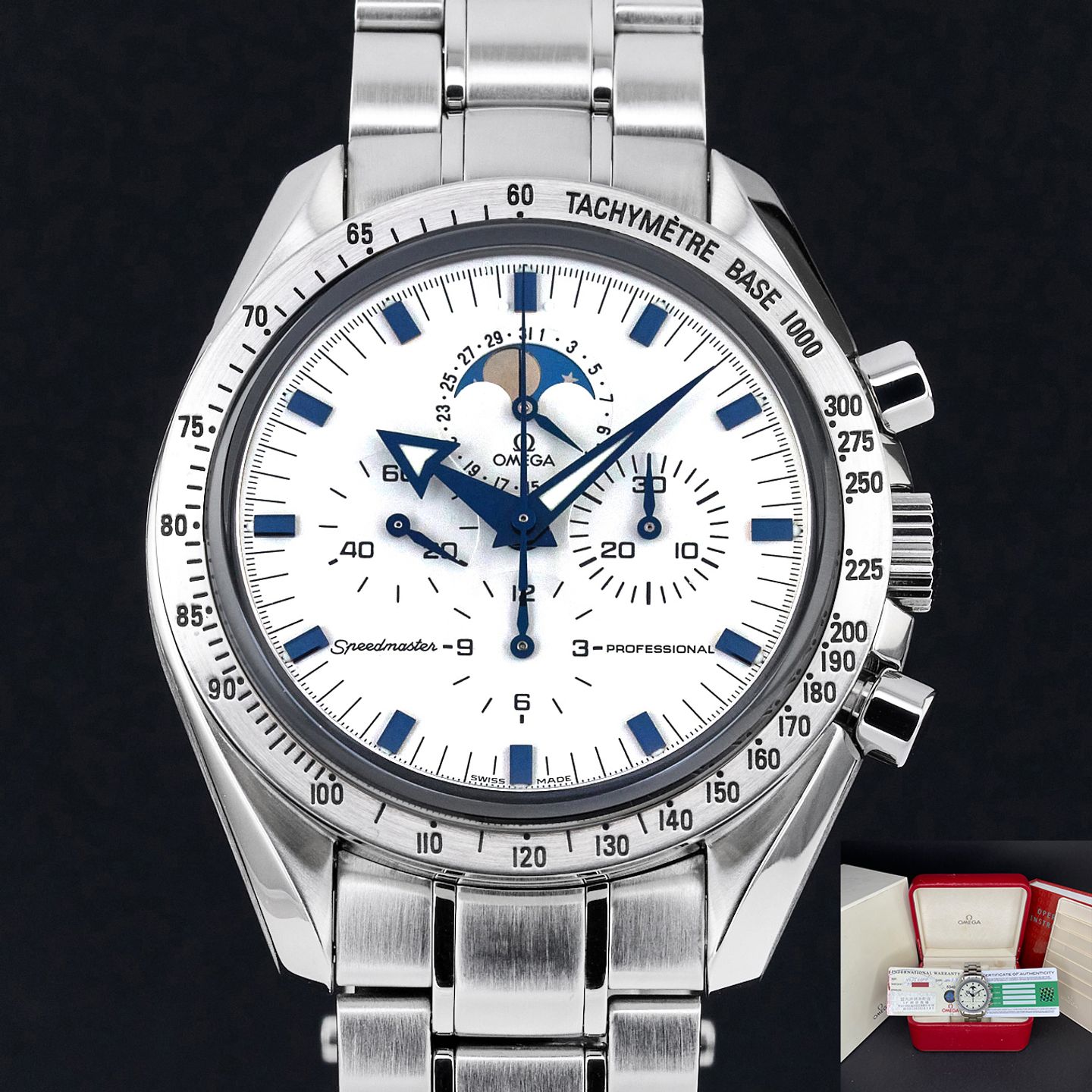 Omega Speedmaster Professional Moonwatch Moonphase 3575.20 (2002) - White dial 42 mm Aluminium case (1/7)