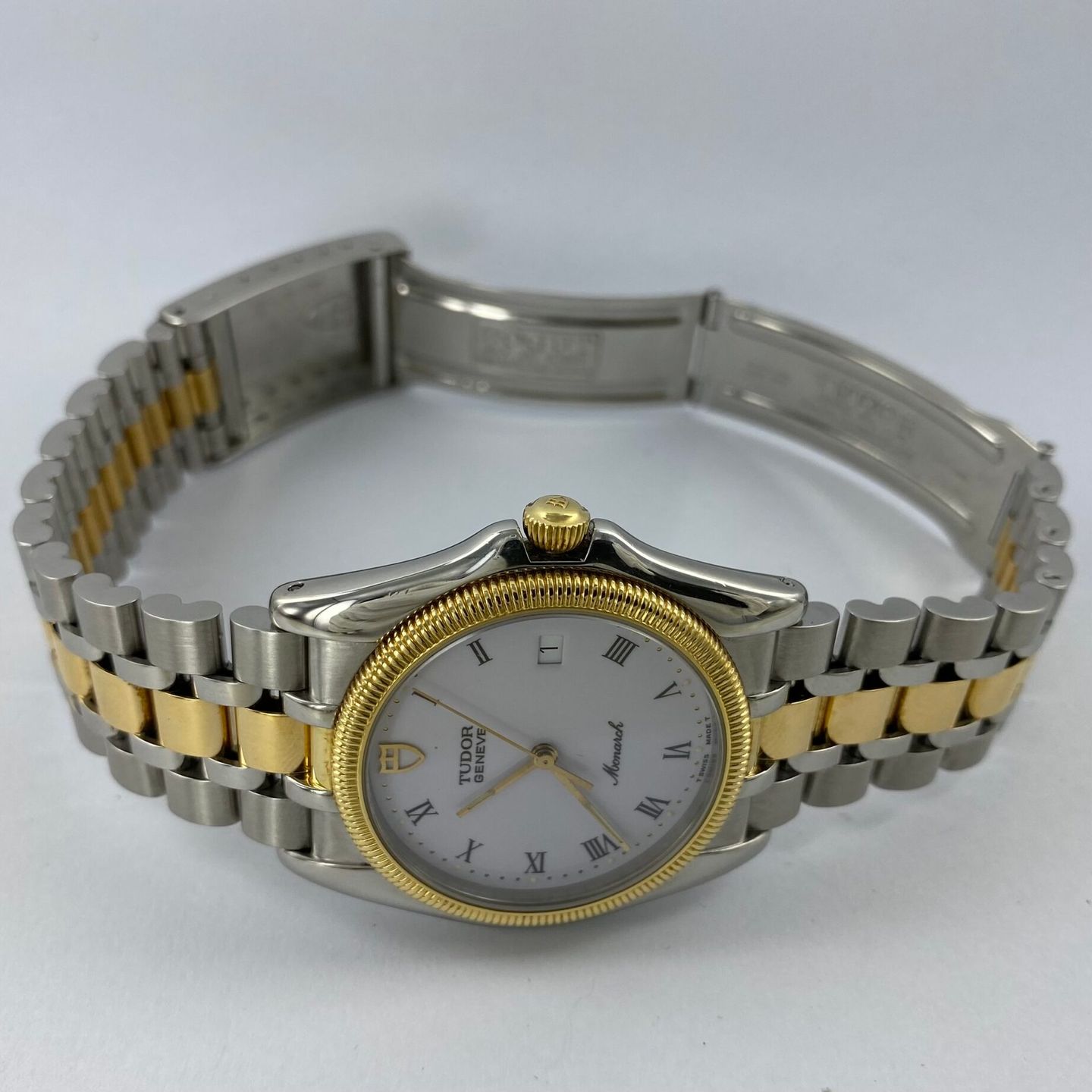 Tudor Monarch - (1996) - White dial 35 mm Gold/Steel case (2/7)