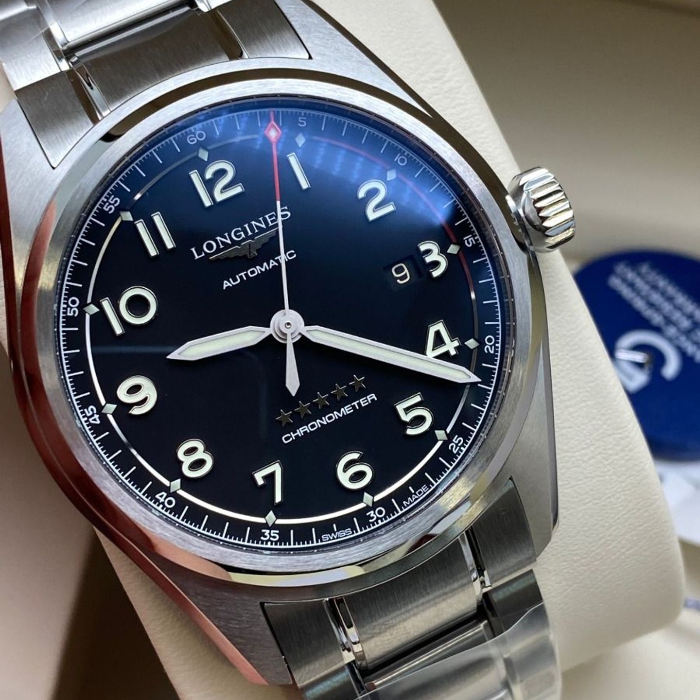 Longines Spirit L3.811.4.53.6 (2023) - Zwart wijzerplaat 42mm Staal (5/8)