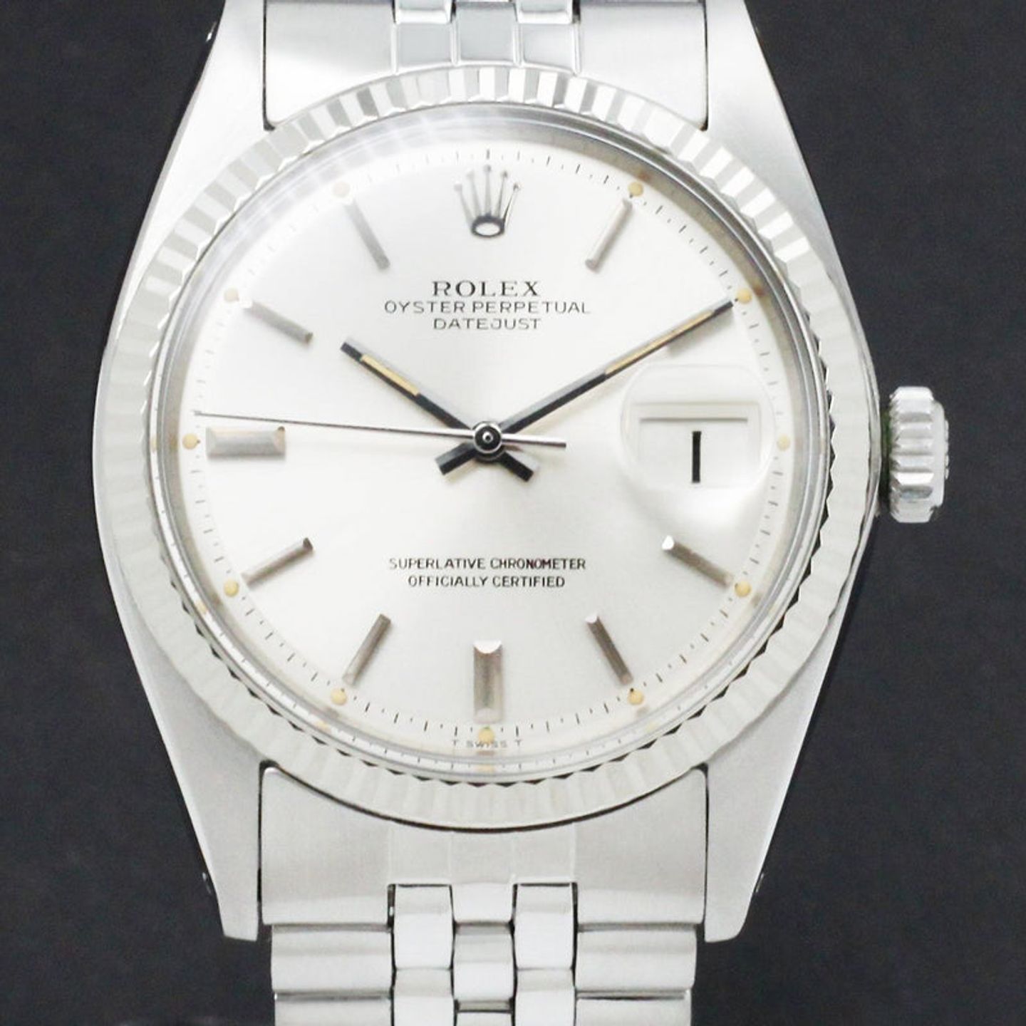 Rolex Datejust 1601 (1974) - Zilver wijzerplaat 36mm Staal (1/7)