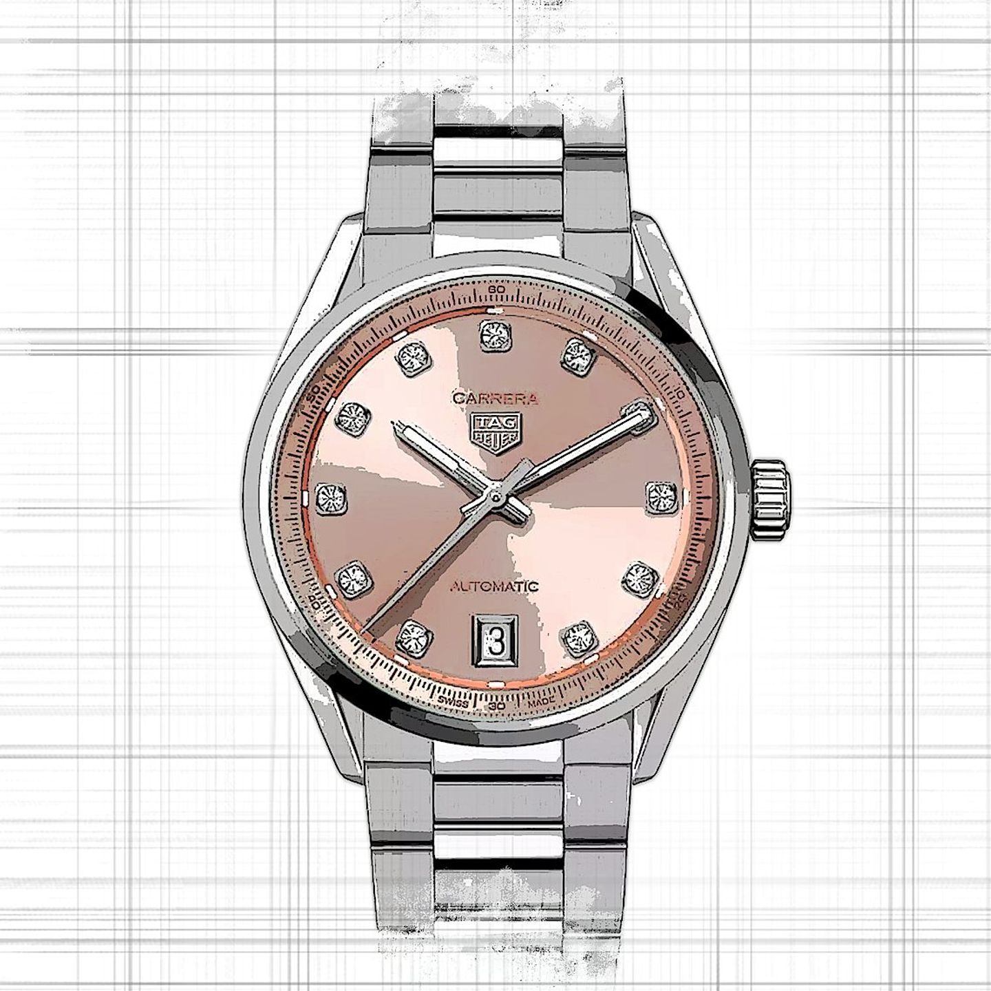 TAG Heuer Carrera Calibre 7 WBN231D.BA0001 (2025) - Pink dial 36 mm Steel case (1/2)