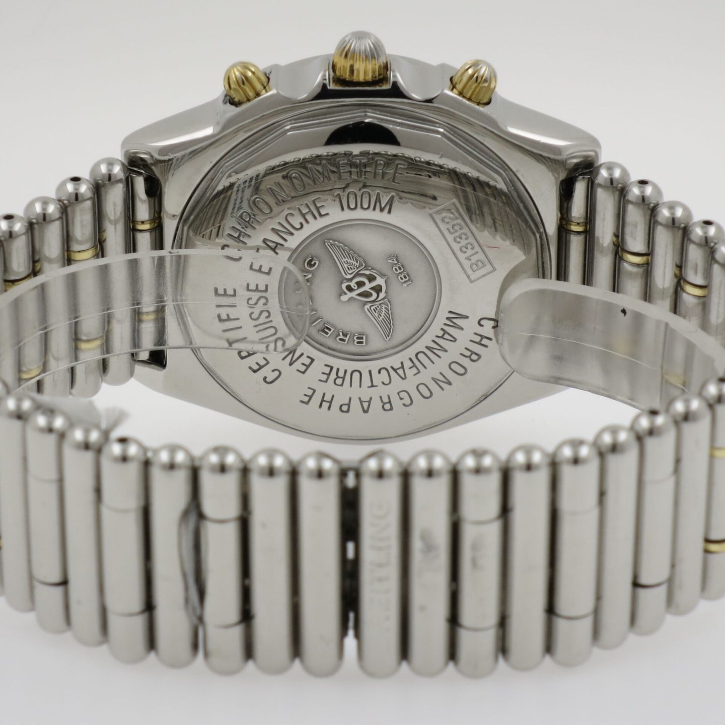 Breitling Chronomat B13352 (2001) - Pearl dial 39 mm Gold/Steel case (3/4)