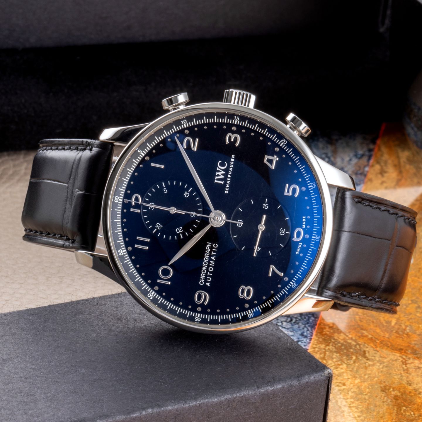 IWC Portuguese Chronograph IW371609 (2021) - Zwart wijzerplaat 41mm Staal (2/8)