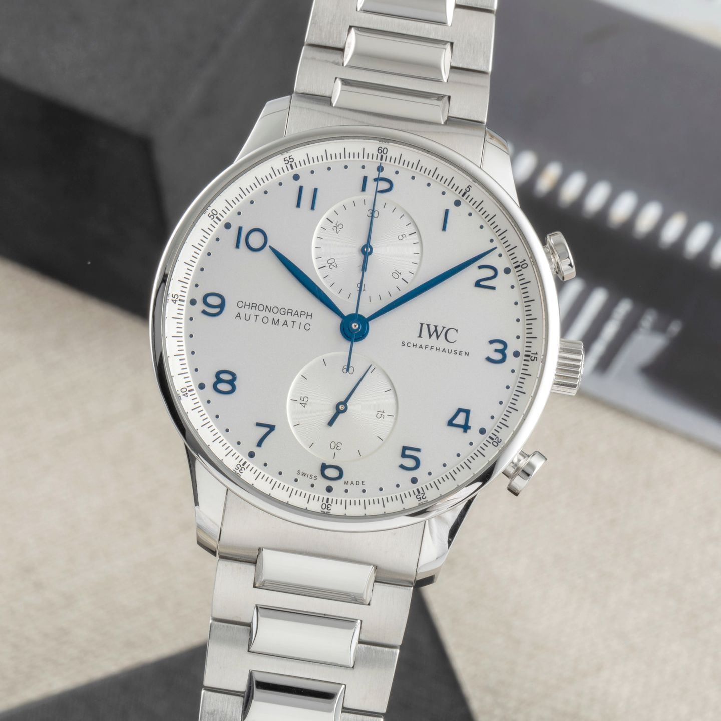 IWC Portuguese Chronograph IW371617 (Unknown (random serial)) - Silver dial 41 mm Steel case (3/8)
