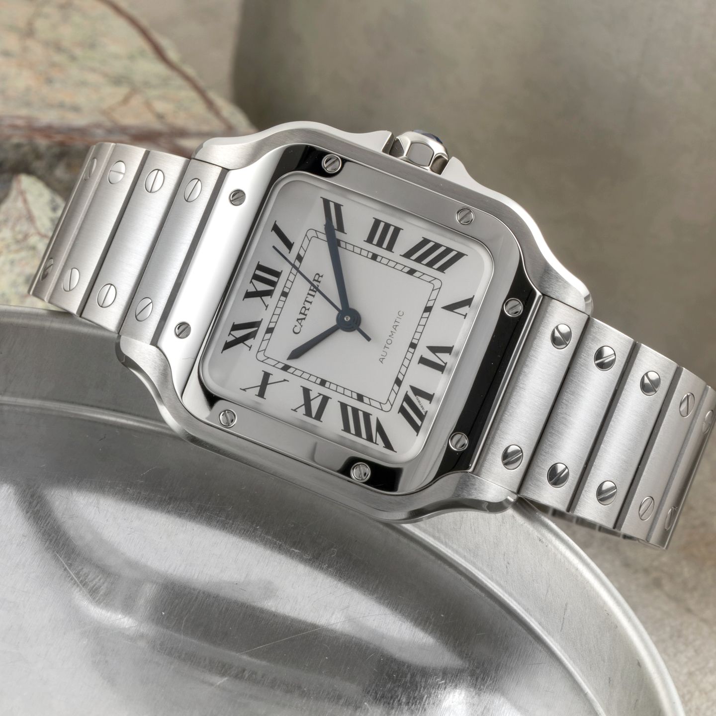 Cartier Santos WSSA0029 (Unknown (random serial)) - Silver dial 35 mm Steel case (2/8)